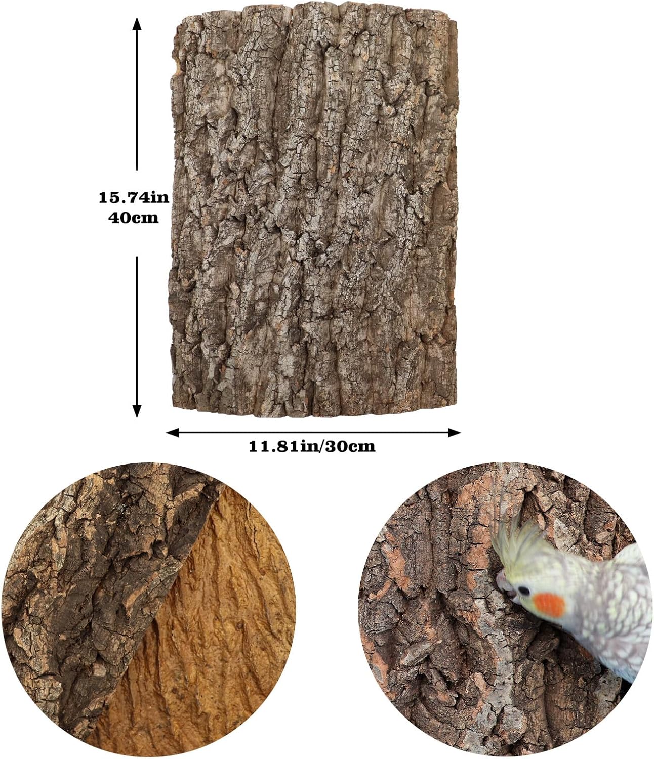 4 Pack Natural Cork Bark Bird Perch Stand, 15.7 × 11.8 inch Parrot Chewing Toys, Birdcage Background Decor Accessories, Bark Toy for Budgie Parakeet Cockatiel Lovebirds Conures Hamster Guinea Pig Rat