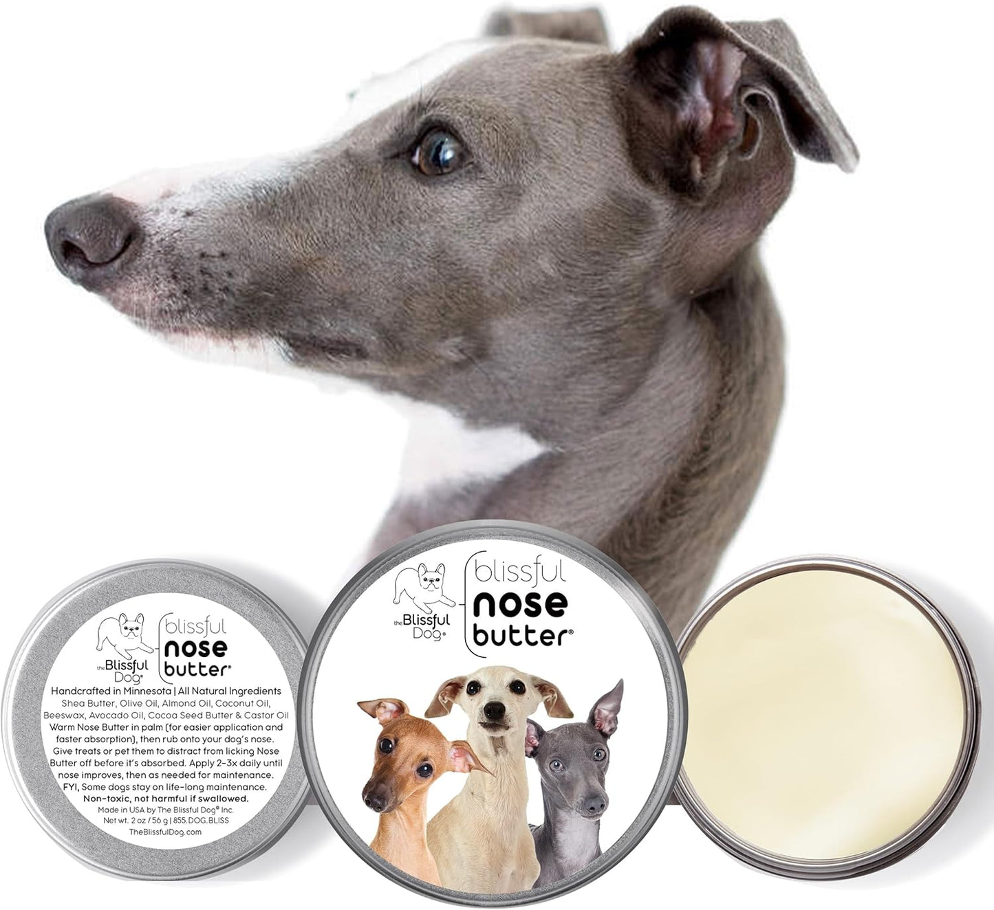 The Blissful Dog Italian Greyhound Unscented Nose Butter - Dog Nose Butter, 1 Ounce