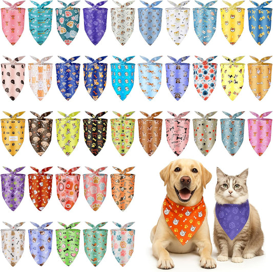 40Pcs Dog Bandanas Bulk, Puppy Bandana Pet Cats, Bandanas for Dogs Triangle Kerchief Bibs for Small Medium Large Pets (25 x 17 x 17 Inches)