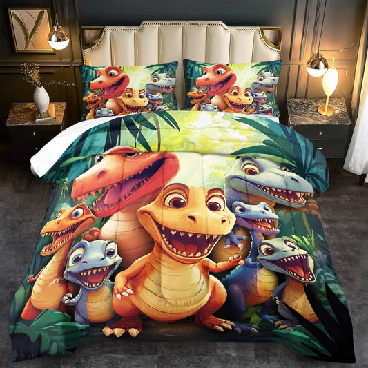 Dinosaur Comforter Set Twin Boys,Cartoon 3D Dinosaur Bedding Set Twin Bed Kids,3D Dragon Comforter Dragon Quilt Pattern Bedroom Decor,Cute Animal Bedding Kawaii Animal Quilt Girls