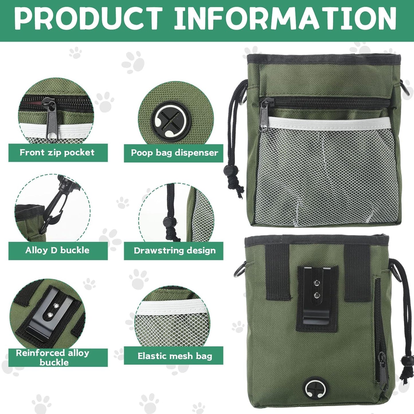 Hillban 6 Pcs Dog Treat Training Pouch Dog Treat Bag with Waist Shoulder Strap Bulk 6 Colors Convenient Pouch 3 Ways to Wear Drawstring Closure Holder for Treats Kibbles