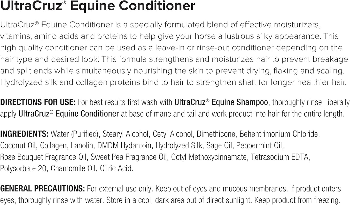 UltraCruz Equine Foaming Horse Shampoo with Travel Applicator, Conditioner and Show Polish Spray Bundle, 32 oz Each