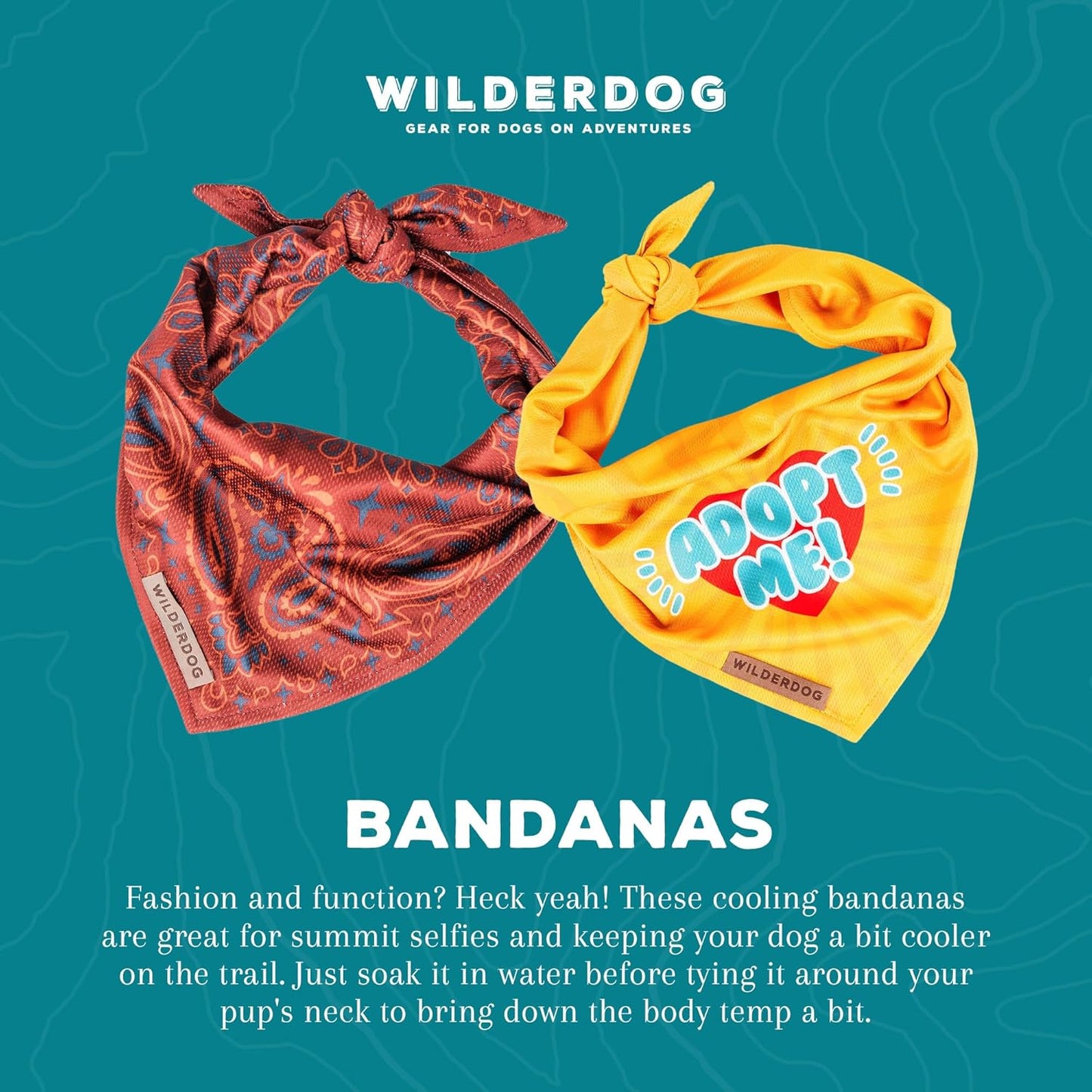 Wilderdog Dog Bandana with Lightweight Quick Drying Poly-Blend Mesh Material in Calavera
