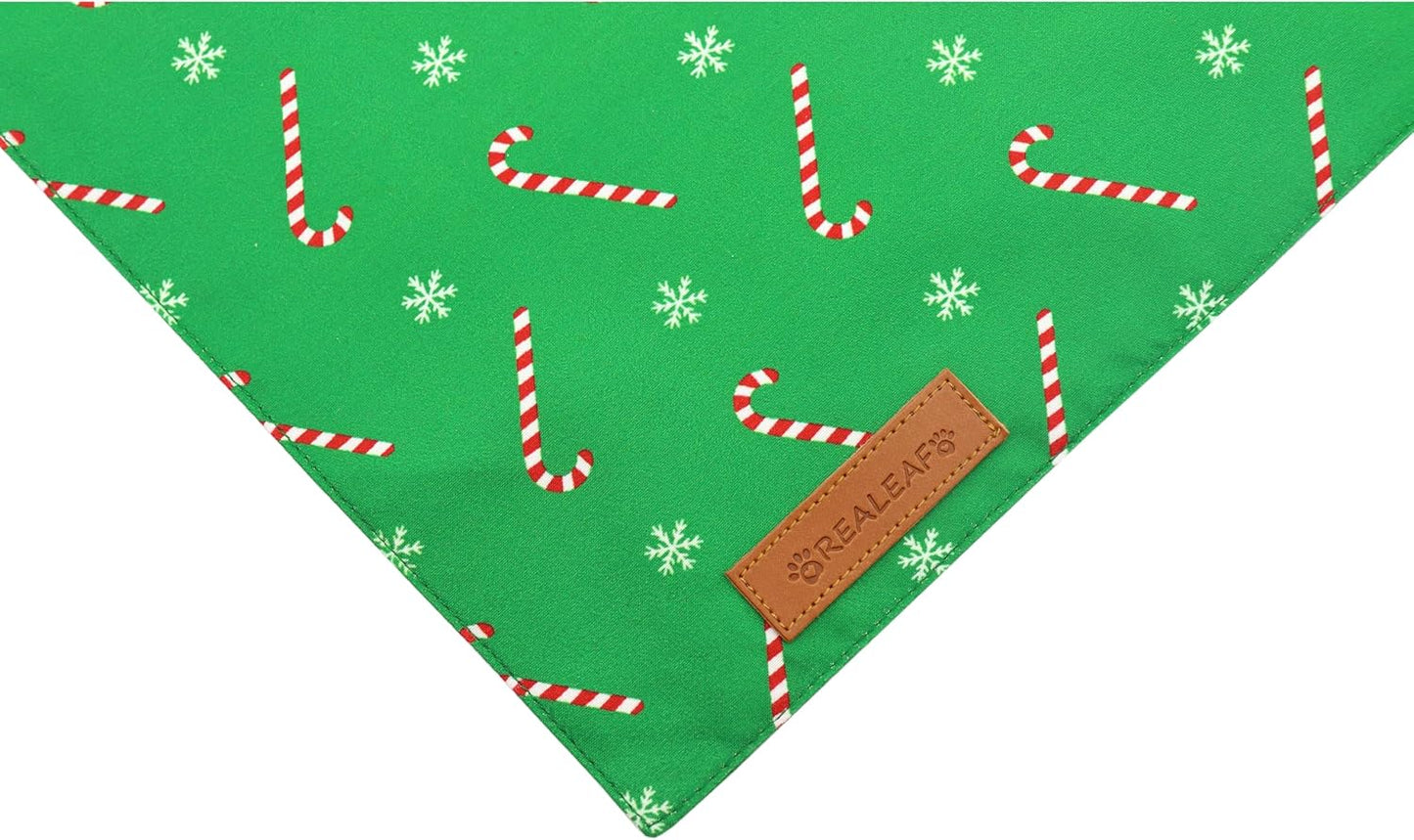 Realeaf Christmas Dog Bandanas 2 Pack, Reversible Red Green Xmas Dog Scarf for Boy and Girl, Premium Durable Fabric, Holiday Bandana for Small Medium Large and Extra Large Dogs (Small)