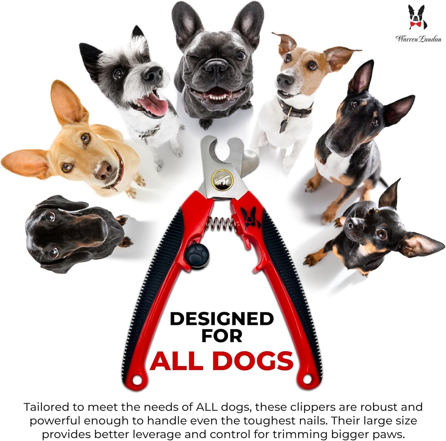 Warren London Dog Nail Clippers – Large Breed Nail Trimmer with Stainless Steel Blade, Safety Guard & Non-Slip Handle | Professional Grooming Tool for All Dog Sizes