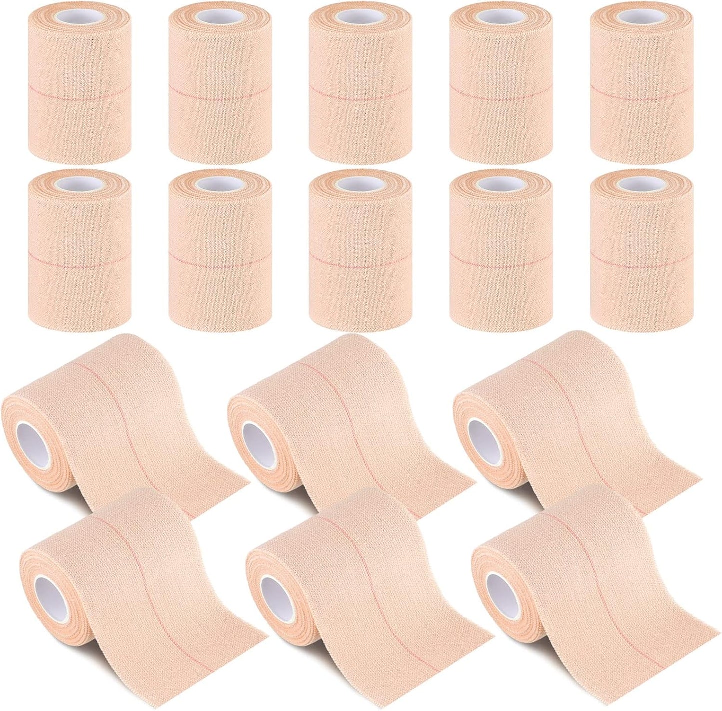 Nuanchu 16 Rolls Elastic Adhesive Bandage Tape Self Adherent Cohesive Flexible Stretch Elastic Athletic Tape for Sports Ankle Knee and Wrist, Vet Wrap for Horses Pets Cats Dogs(3 Inch x 5 Yard)