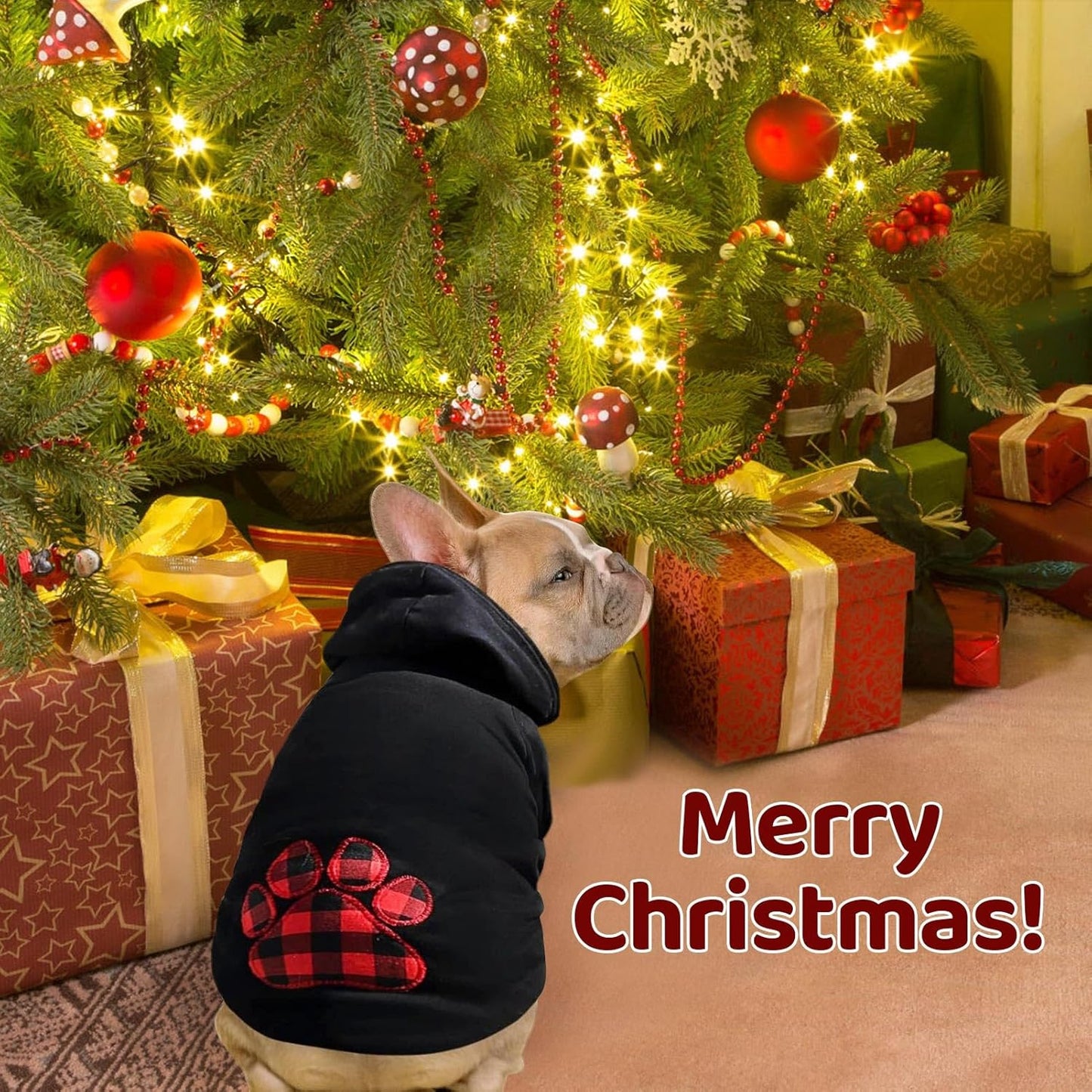 SAWMONG Dog Hoodie,Flannel Pet Hooded Sweater with Hat Puppy Pullover Sweater Shirt,Dog (Black,XL)