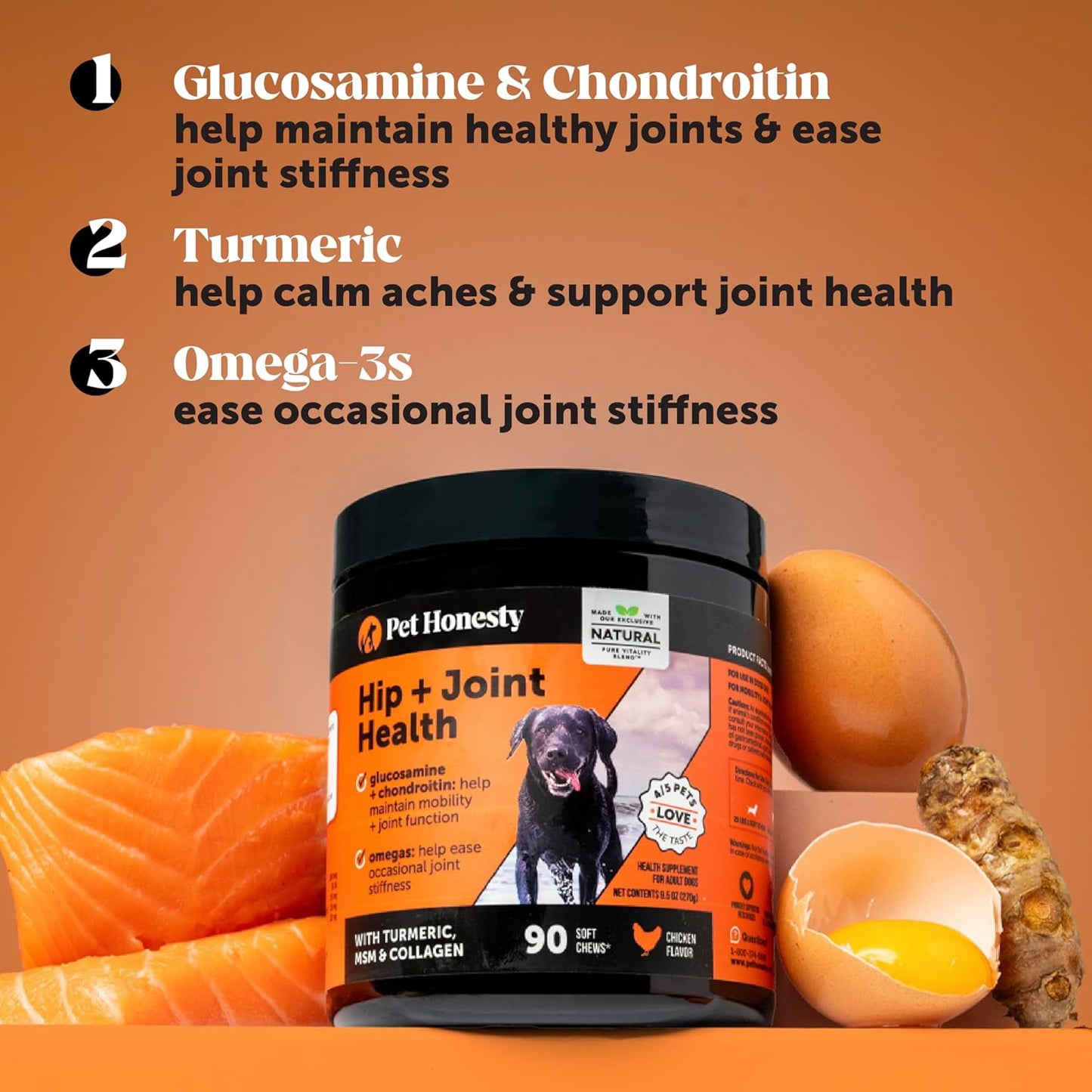 Hip & Joint Health - Glucosamine for Dogs Soft Chews, Joint Supplement for Dogs with Glucosamine Chondroitin, Fish Oil, MSM, Turmeric, Advanced Pet Mobility Support (Bacon 90 Ct)