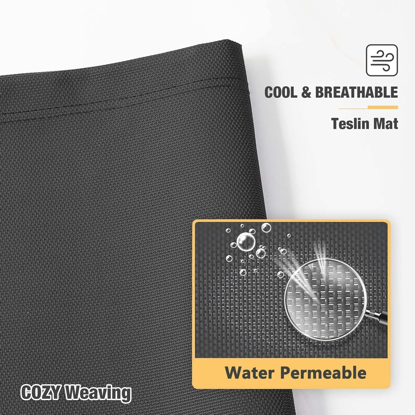 Veehoo Chew Proof Elevated Dog Bed - Cooling Raised Pet Cot - Silver Aluminum Frame and Durable Textilene Mesh Fabric, Unique Designed No-Slip Feet for Indoor or Outdoor Use, Black, X-Large, CWC2003