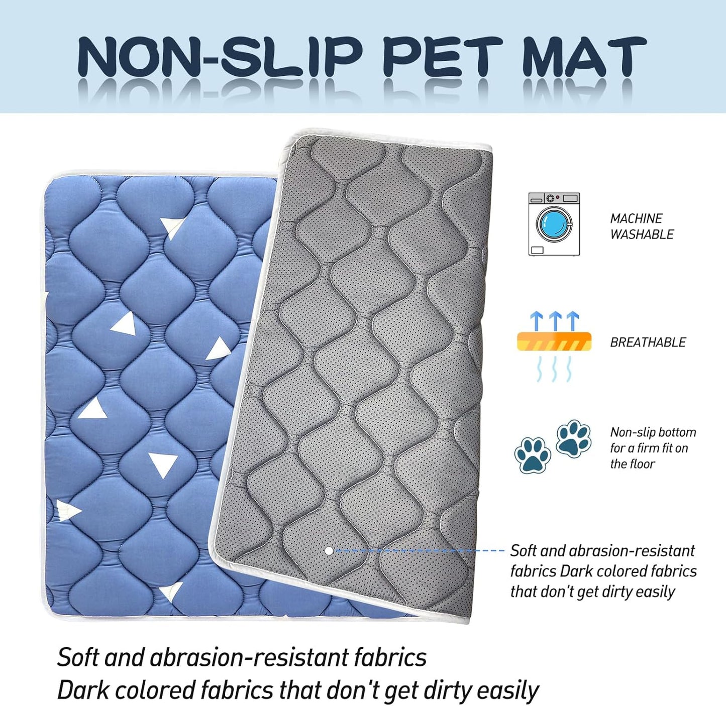 Dog Crate Mat, Ultra Soft Dog Bed Mat for Sleeping with Anti-Slip Bottom, Washable Kennel Pad for Large Medium Small Dogs Breeds with Cute Prints and Dark Colored to Hide Stains (42" X 28")