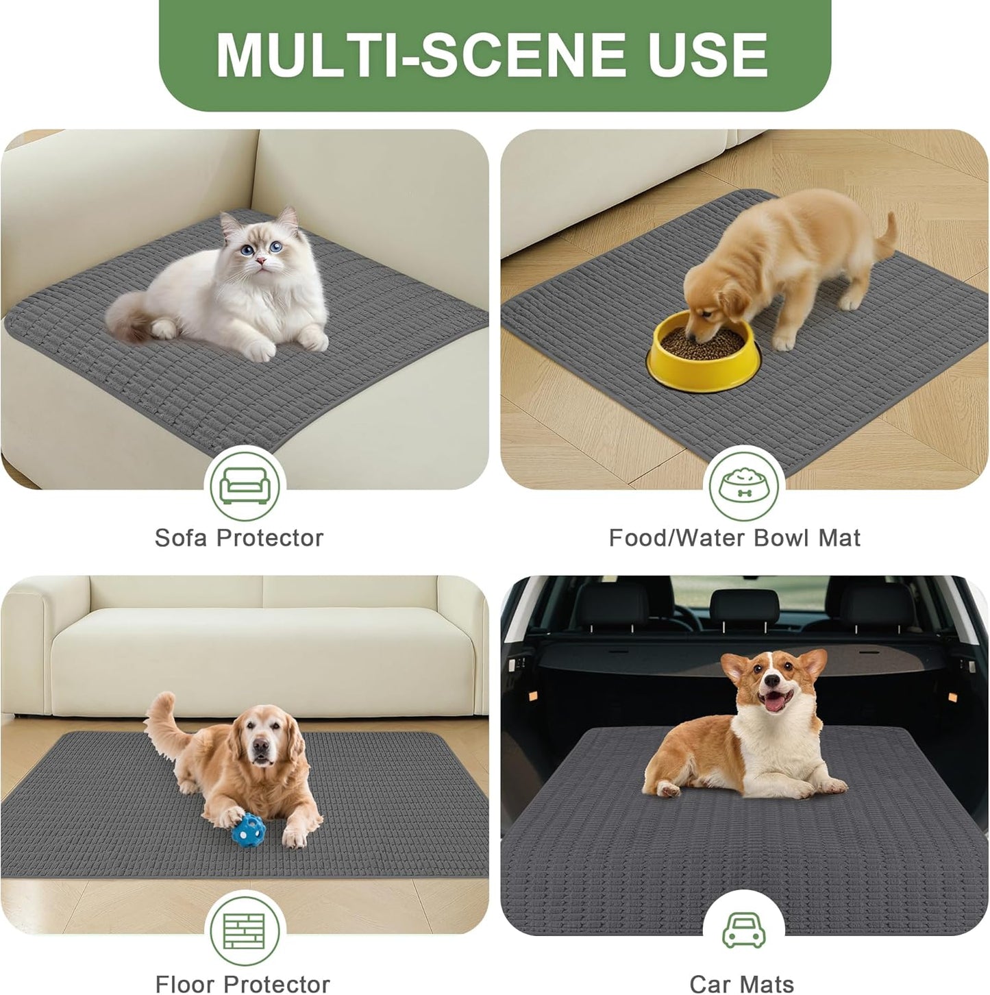 Washable Pee Pads for Dogs, 2 Pack Reusable Puppy Pads Dog Pads, Non-Slip Dog Pee Pads, Leakproof Pet Pee Pads Wee Wee Pads for Dogs. (Dark Grey, 24"x36"(Pack of 2))