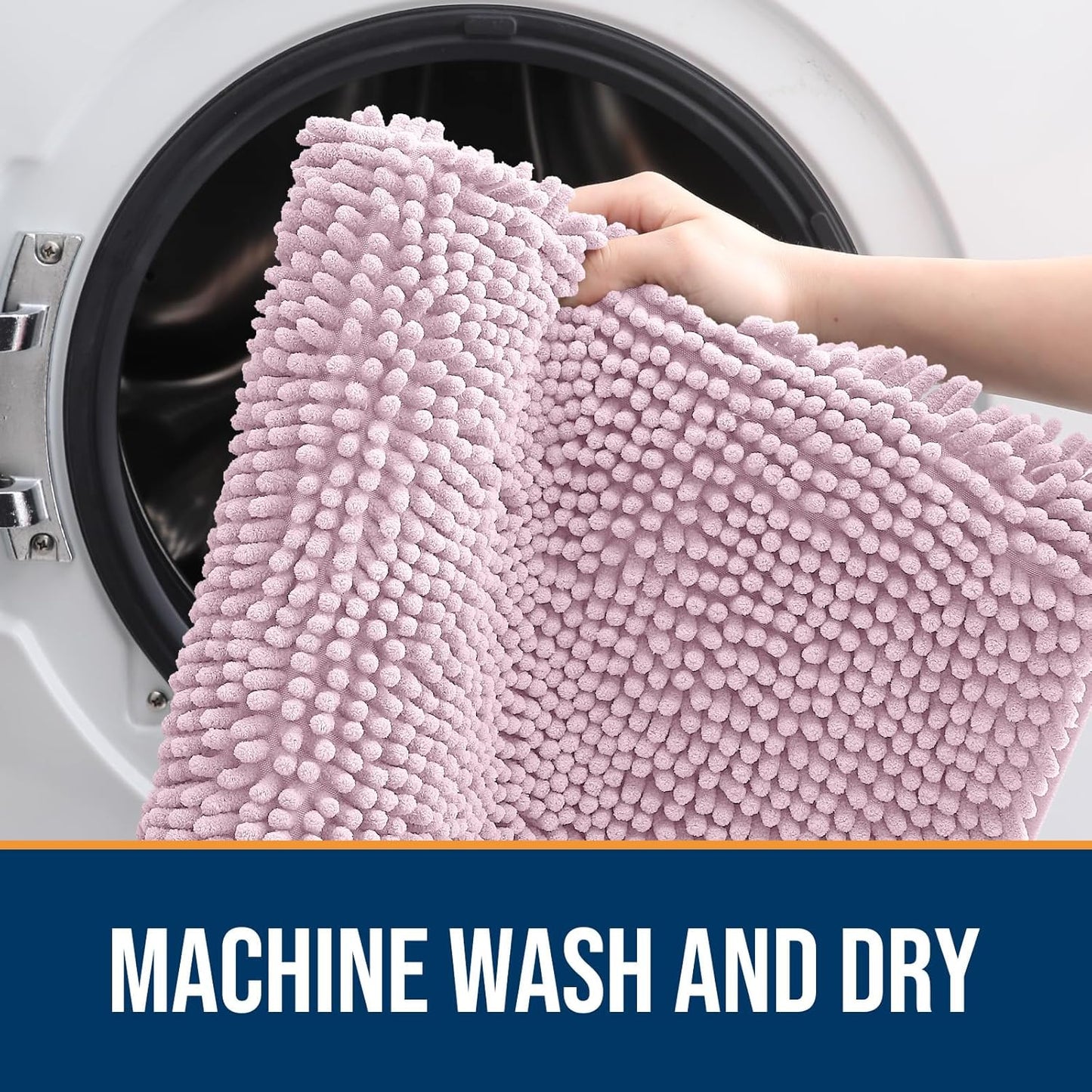 OLANLY Dog Door Mat for Muddy Paws 34x21, Absorbs Moisture and Dirt, Absorbent Non-Slip Washable Doormat, Quick Dry Chenille Mud Mat for Dogs, Entry Indoor Entryway Carpet for Inside Floor, Dusty Rose