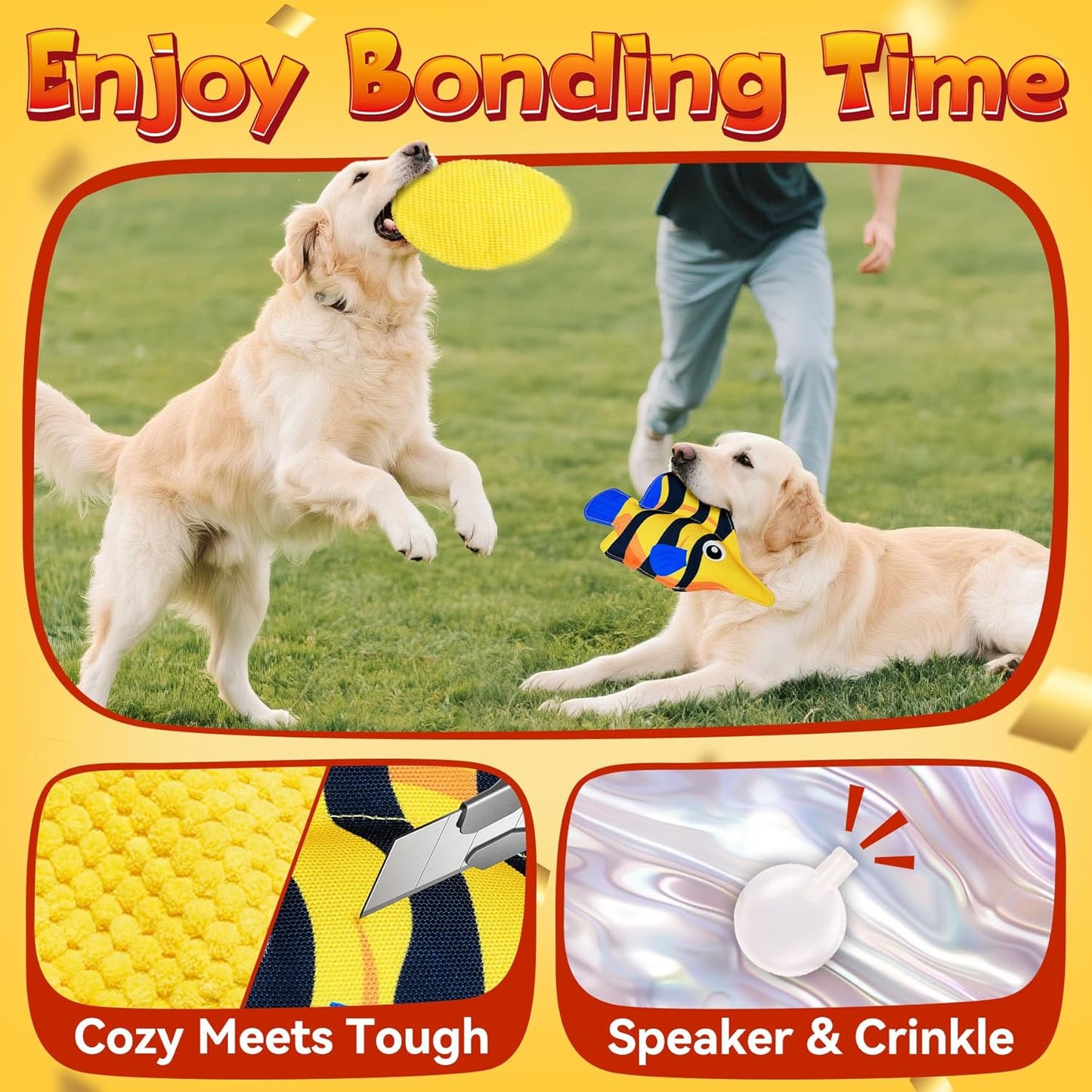 KIPRITII 12-Pack Large Dog Chew Toys for Aggressive Chewers - Includes Indestructible Chew Bone, Interactive Tug Toys, Squeaky Toys, Great for Medium & Large Breeds Dog