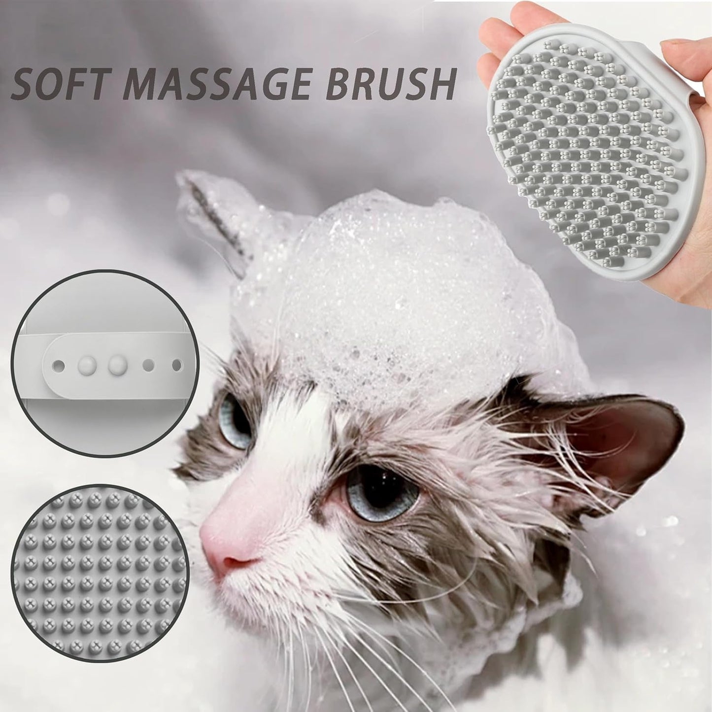 Cat Grooming Brush Kit 6 Tools - Deshedding & Dematting for Long/Short Hair, Self-Cleaning Slicker Brush with 6-in-1 Flea Comb for Cats & Kittens (White)