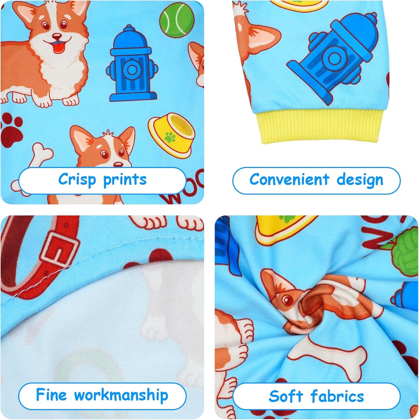 2PCS Dog Pajamas for Extral Large Dog Pjs Clothes Puppy Onesies Outfits Pet Jammies Boy Girl Male Female Apparel Soft Strechy Paw Bone Print XL