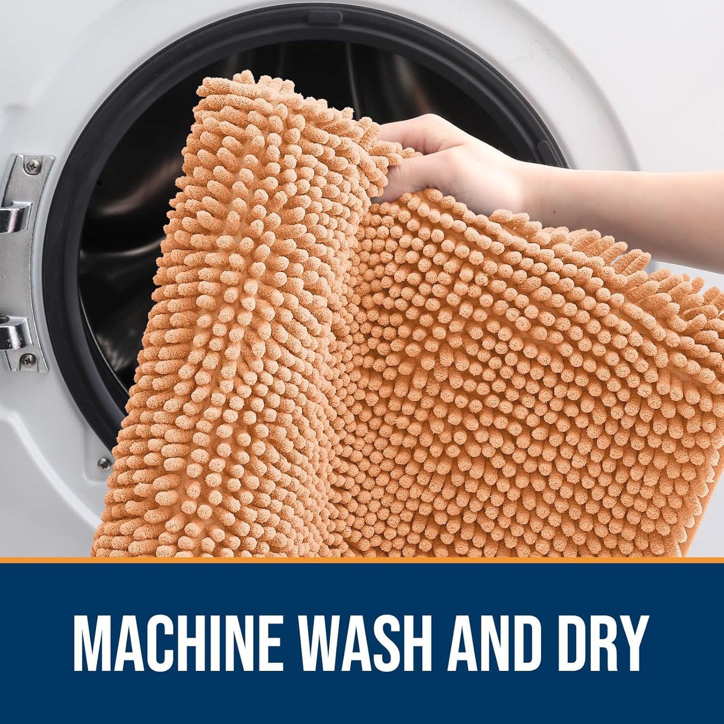 OLANLY Dog Door Mat for Muddy Paws 44x24, Absorbs Moisture and Dirt, Absorbent Non-Slip Washable Doormat, Quick Dry Chenille Mud Mat for Dogs, Entry Indoor Entryway Carpet for Inside Floor, Orange