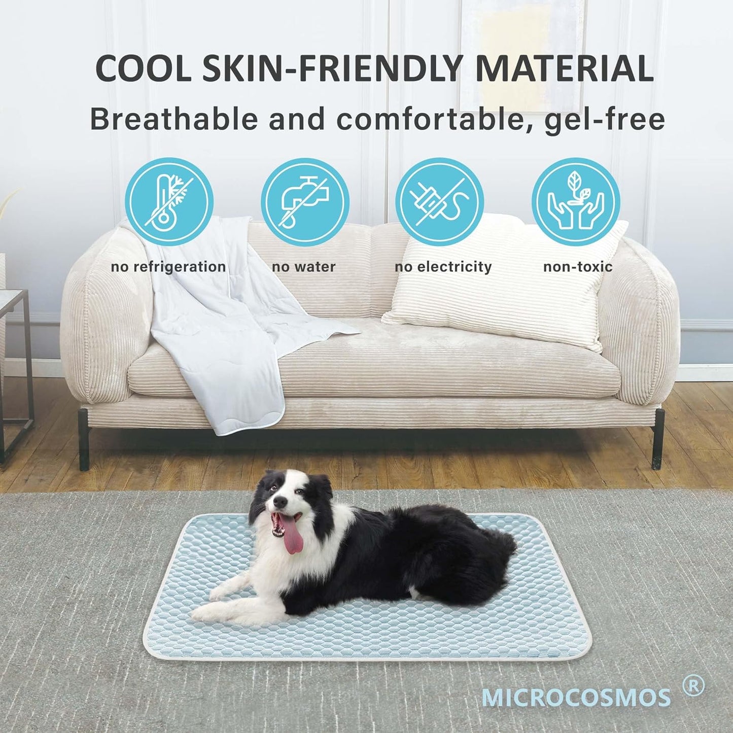 MICROCOSMOS Dog Sleeping Pad & Pet Cooling Mat- Breathable Bubble Surface, EZ Clean. Keep Cooling for Pets, Kids and Adults in Summer.(BlueWhite, 28" x 22")