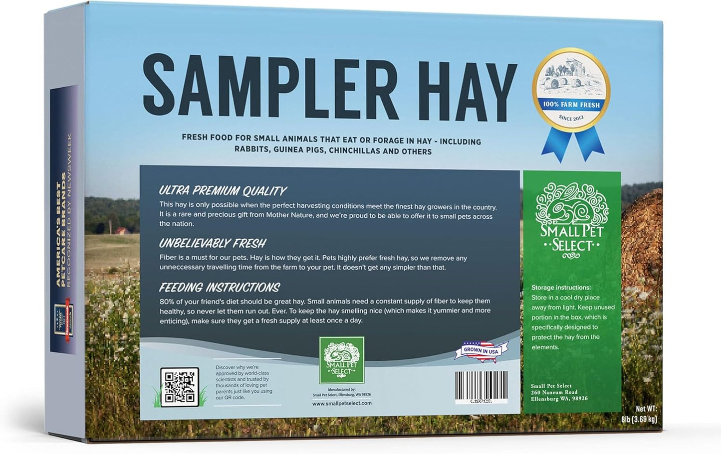 Small Pet Select-Sampler Box, 2ND Cutting, 3RD Cutting Timothy Hay, Oat Hay, & Orchard Hay