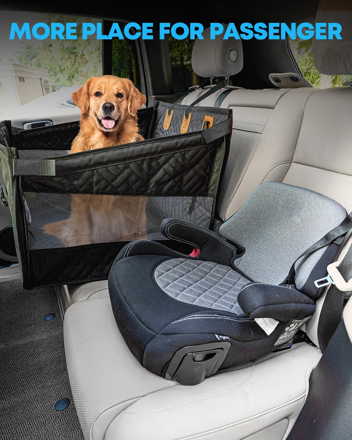 Kohree Dog Car Seat Cover for Medium Large Dogs, Hard Bottom Dog Car Seat Cover for Back Seat Waterproof 600D Car Hammock for Dogs Pet Back Seat Extender for Cars SUV Truck-Upgraded Version