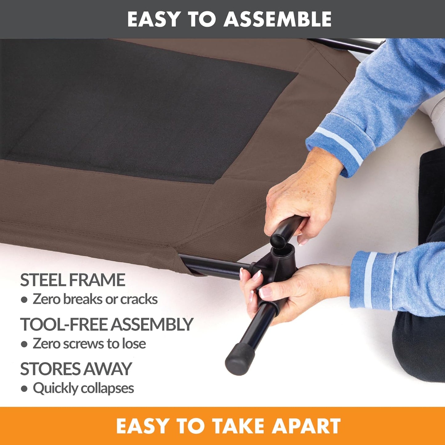 K&H Pet Products Outdoor Elevated Dog Cot, Breathable Cooling Elevated Cot Hammock Pet Bed for Large Dogs, Washable Mesh Cover, Raised Metal Frame, Collapsible, Portable - Large 42 X 30in Chocolate