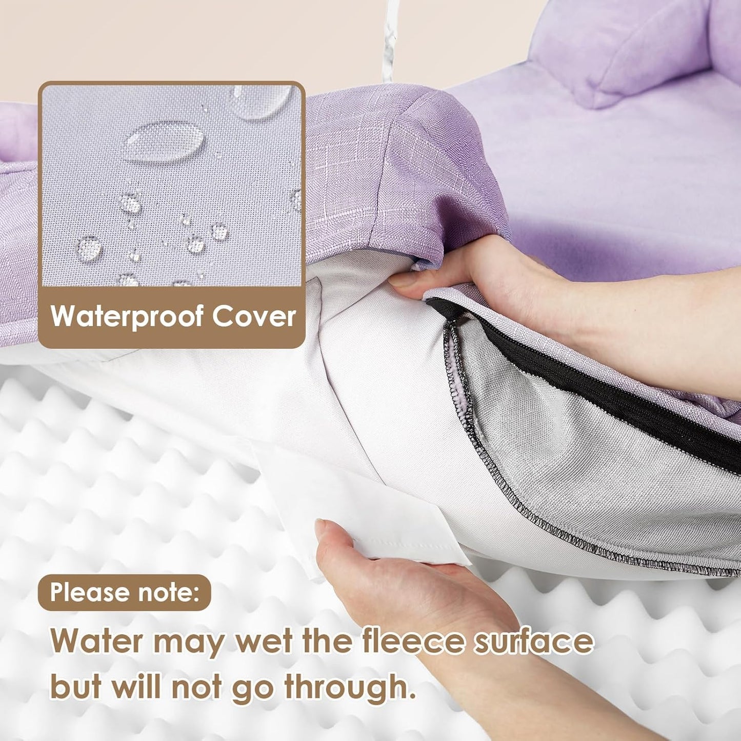 EHEYCIGA Orthopedic Dog Beds for Extra Large Dogs, Waterproof Memory Foam XXL Pet Bed with Sides, Non-Slip Bottom and Egg-Crate Foam Big Dog Couch Bed with Washable Removable Cover, Lilac