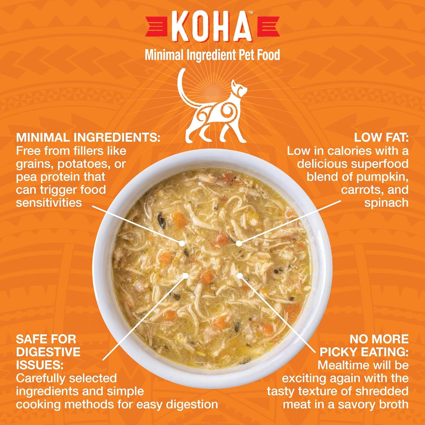 KOHA Pure Shreds Chicken Entrée for Cats, High Protein Wet Cat Food, 5.5oz Cans (Pack of 12)