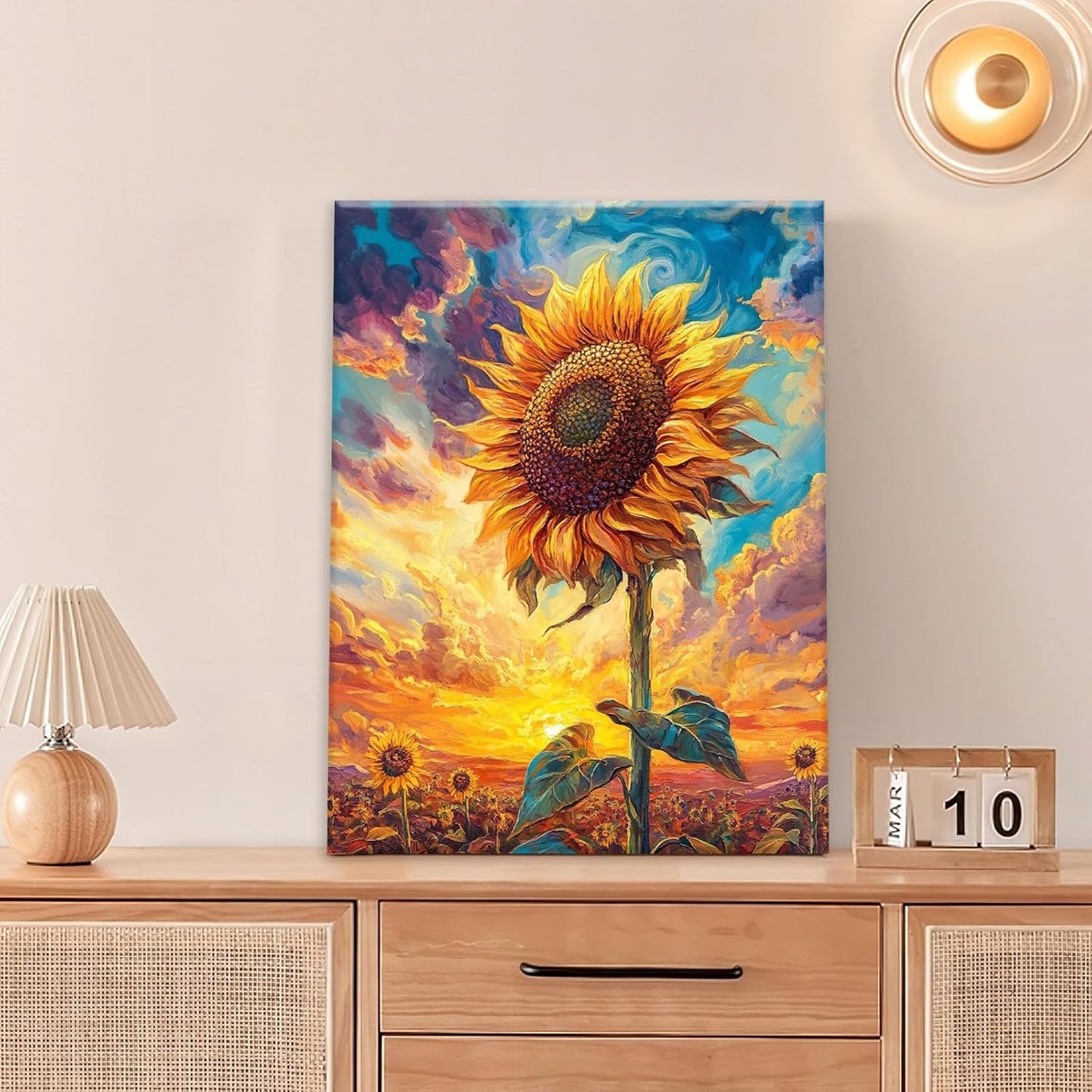 Sunflower Wall Art Canvas Yellow Floral Wall Decor Prints Framed Painting Pictures Gifts Artwork for Bathroom Bedroom Living Dining 16"x20"