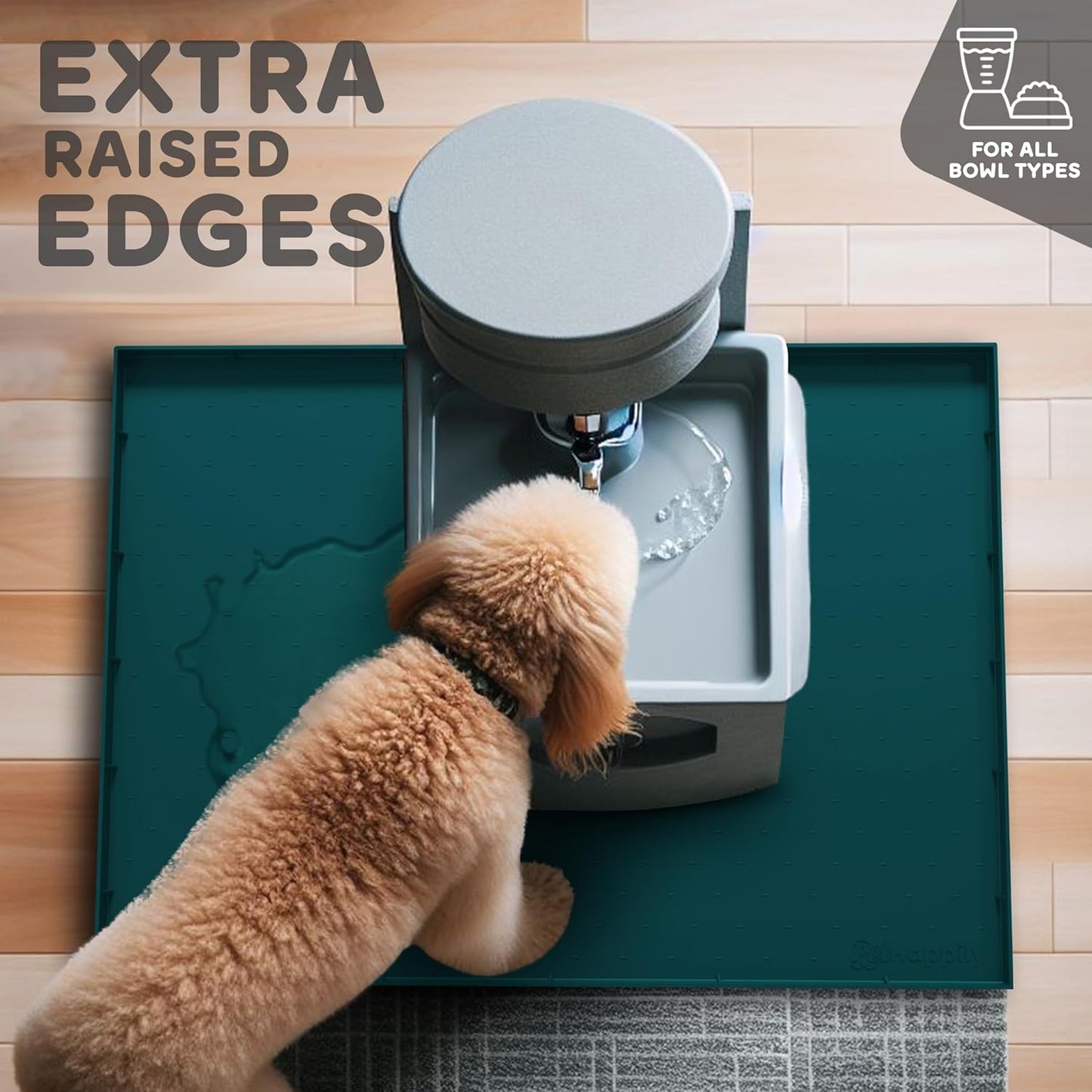 32x24x1” XL Dog Food Mat - All Purpose Under Sink Liner, Washer and Dryer Covers for The Top, Silicone Griddle Mat for Blackstone - Raised Edges Dog Mat for Food and Water Prevent Spill, Waterproof