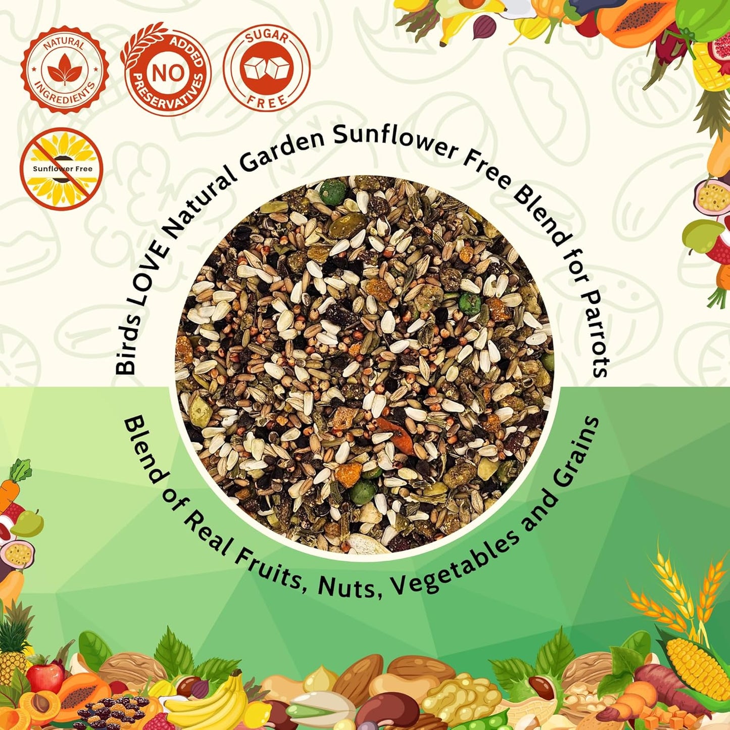 Birds LOVE All Natural Garden Blend Bird Food for Conures - Sunflower Free 4lb
