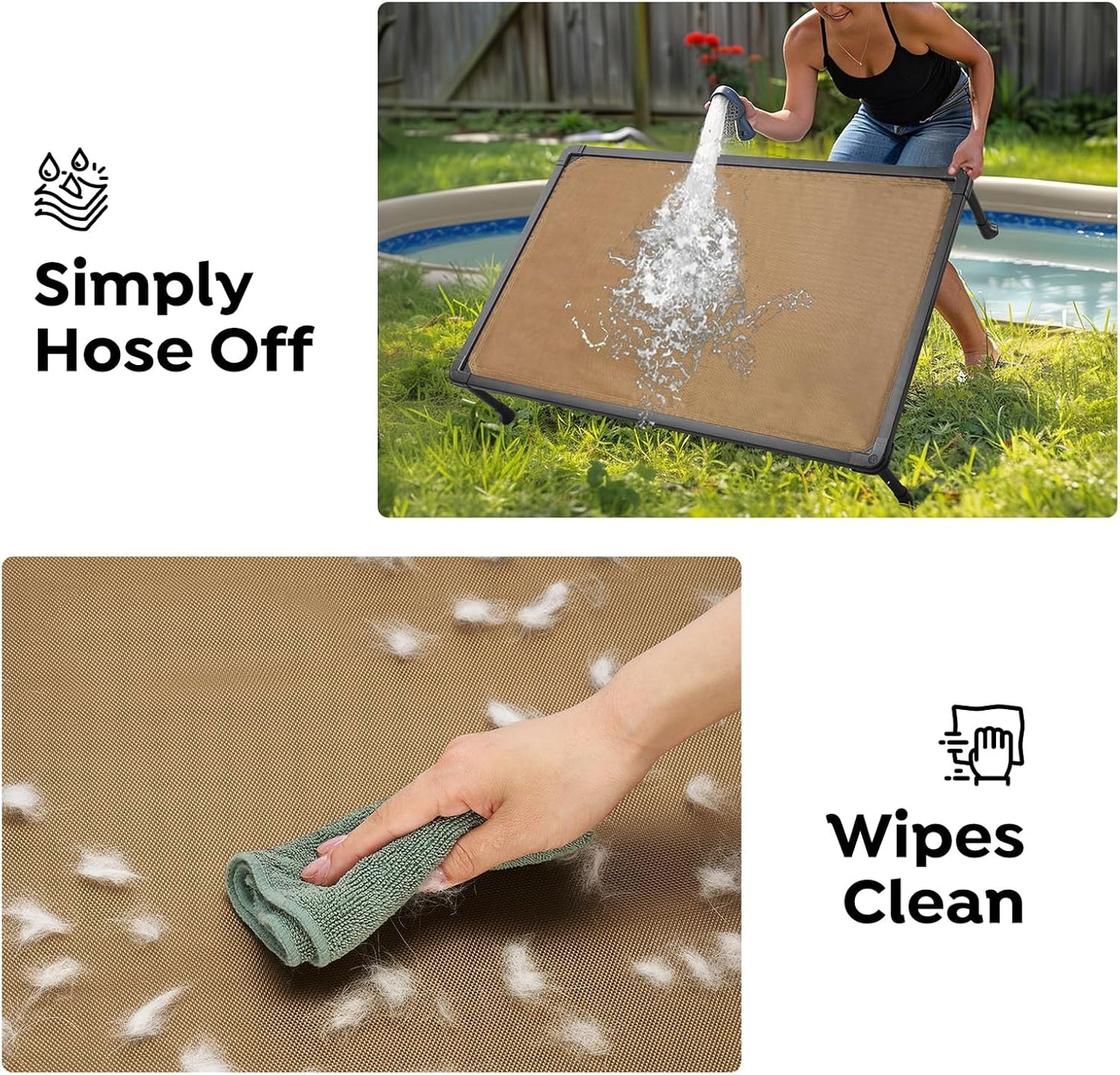 Veehoo Chew Proof Dog Cots - Large Dog Anti-Scratch Hammock Bed for Training, Off Ground, Cooling