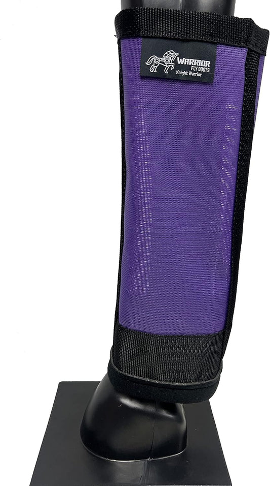 Warrior Fly Boots for Horses - Breathable Mesh Horse Boots for Fly Protection & Leg Comfort - Set of 4 (Knight Warrior, Purple)