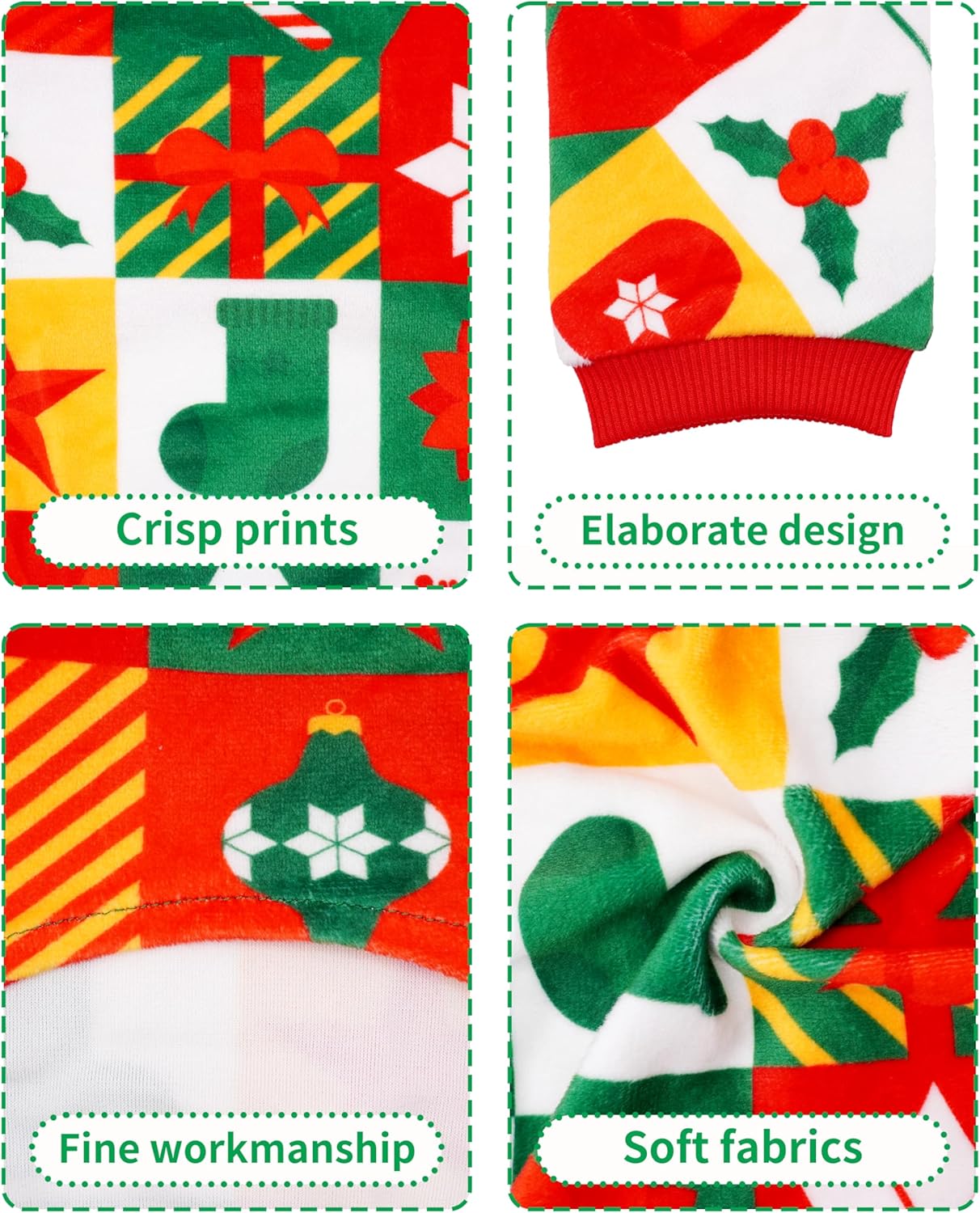 PET SHOW 4 Pack Christmas Small Dog Pajamas Holiday Dog Clothes for Medium Dogs Girl Boy Soft Stretchy PJs Xmas Jumpsuit Puppy Cats Onesies Red Green Outfits with Sleeve Pets Dachshund Costume M