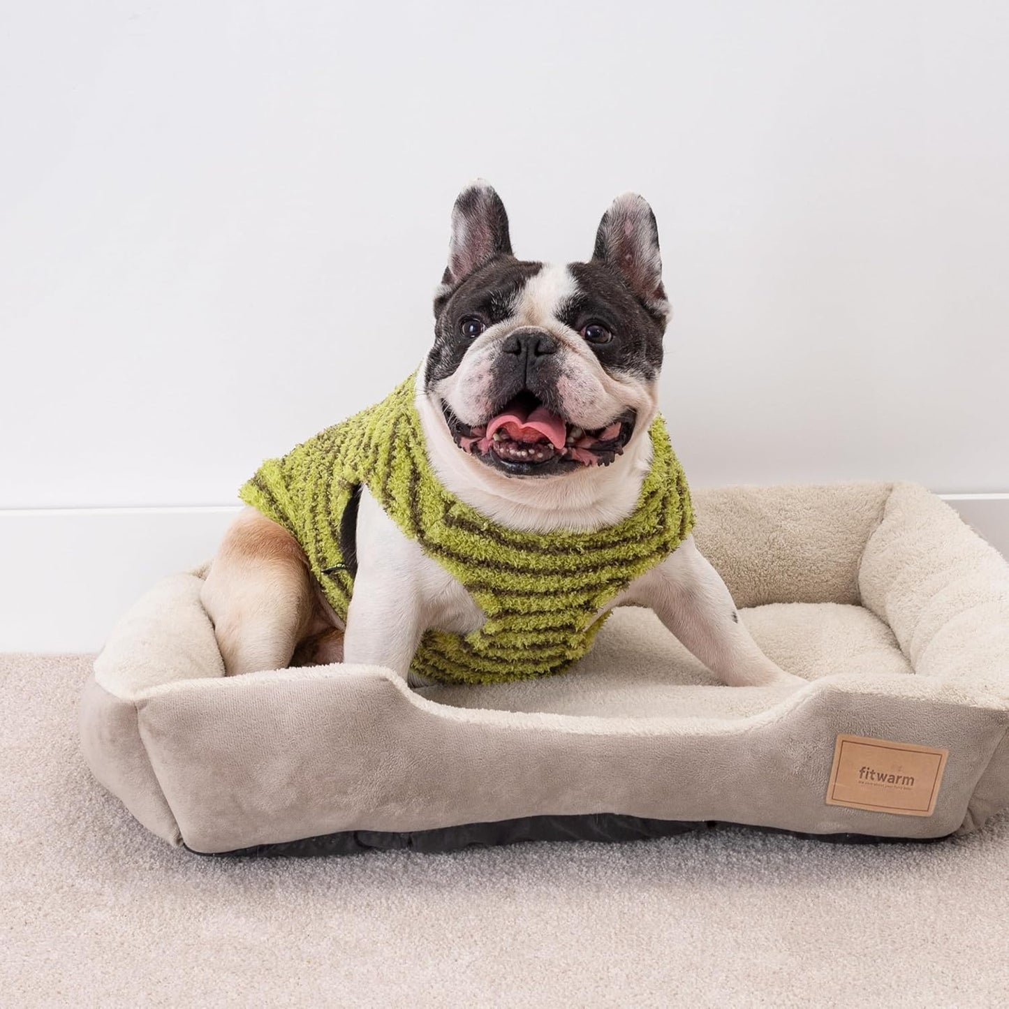 Fitwarm 2 Pack Striped Fleece Dog Sweater, Warm Winter Clothes for Small Dogs Boy Girl, Fuzzy Pet Outfit, Sky Blue, Olive Green, Small