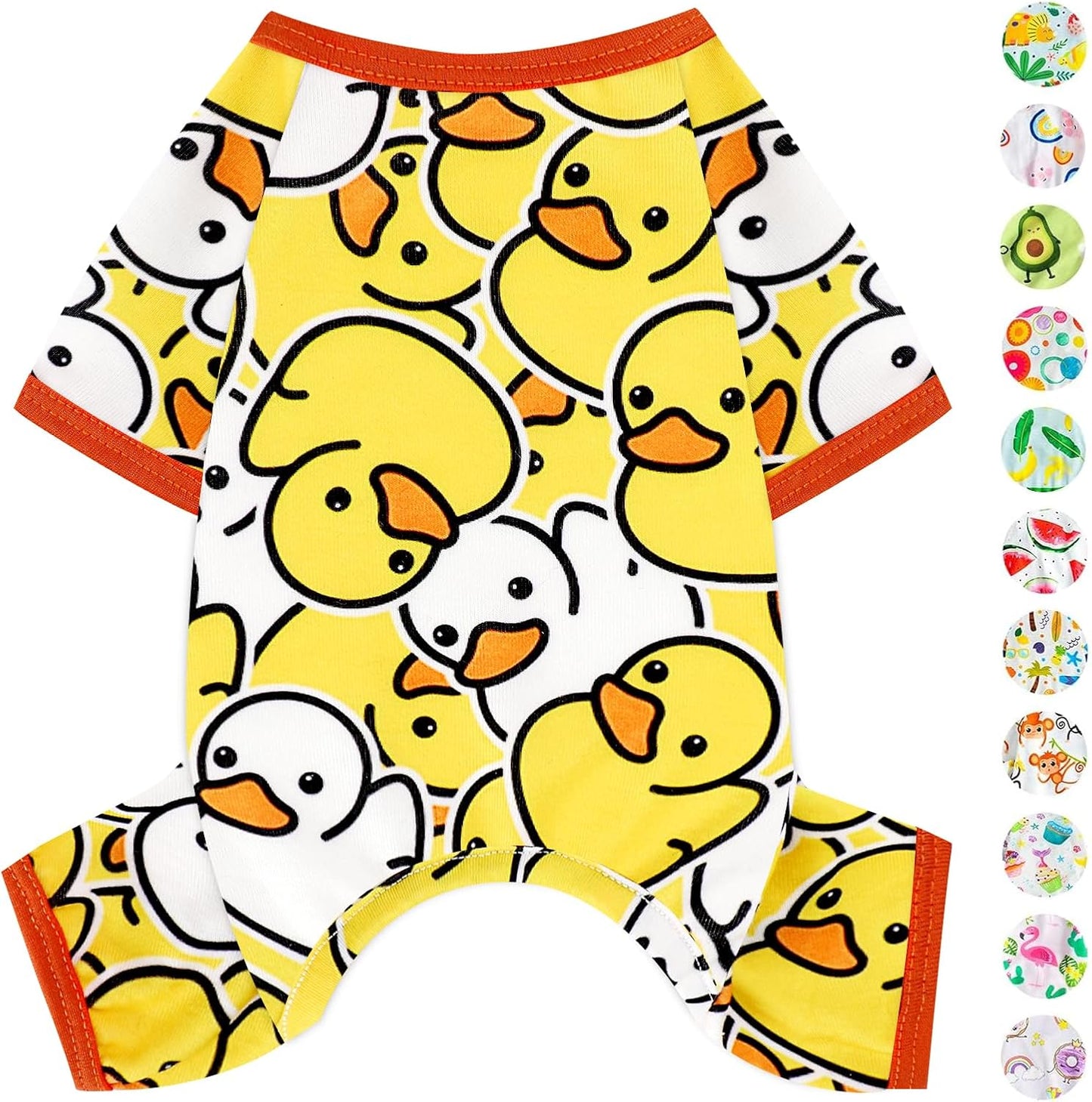 Dog Pajamas Pjs Spring Summer Dog Clothes for Small Dogs Girl - Boy - Small Size Dogs, Soft Stretchy Puppy Clothes Doggie Onesies Cat Pet Jammies Outfit Duck Yellow