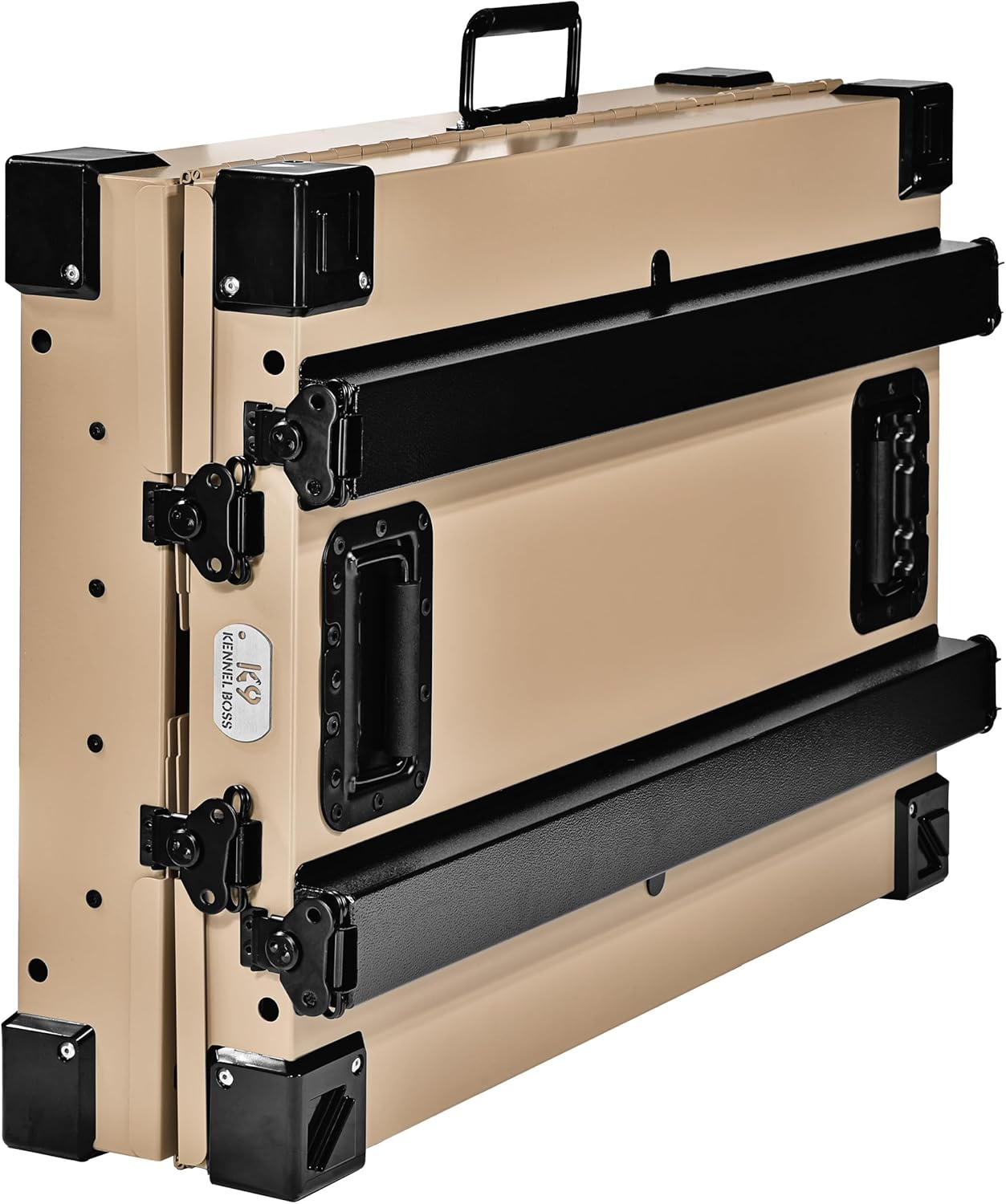 Heavy Duty Fully Collapsible Powder-Coated Aluminum Dog Crate - Small (Tan)