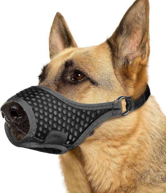 LUCKYPAW Soft Muzzle for Medium Large Sized Dogs Beagle Labrador German Shepherds, Dog Muzzle to Prevent Biting Chewing, Adjustable Breathable Mouth Guard for Grooming Walking Training(Black, XL)
