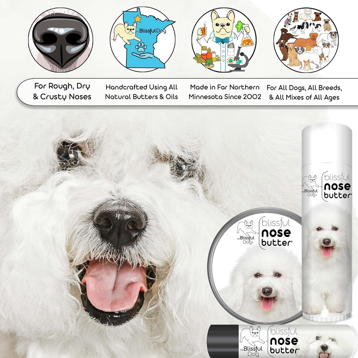 The Blissful Dog Bichon Frise Unscented Nose Butter, 16oz