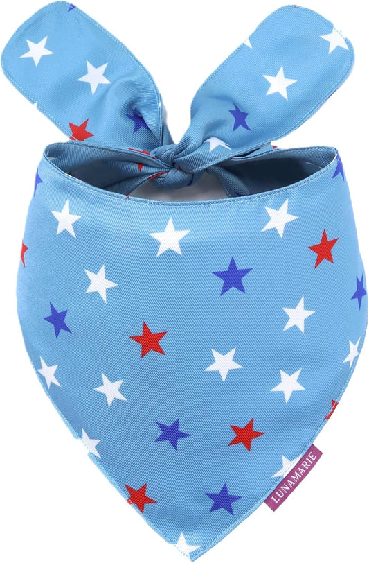 LunaMarie - Luxury Pet Birthday Bandanas -Premium & Silky Poly Fabric | 100% Handmade | Custom Shape Dual Layered (Liberty, Large)
