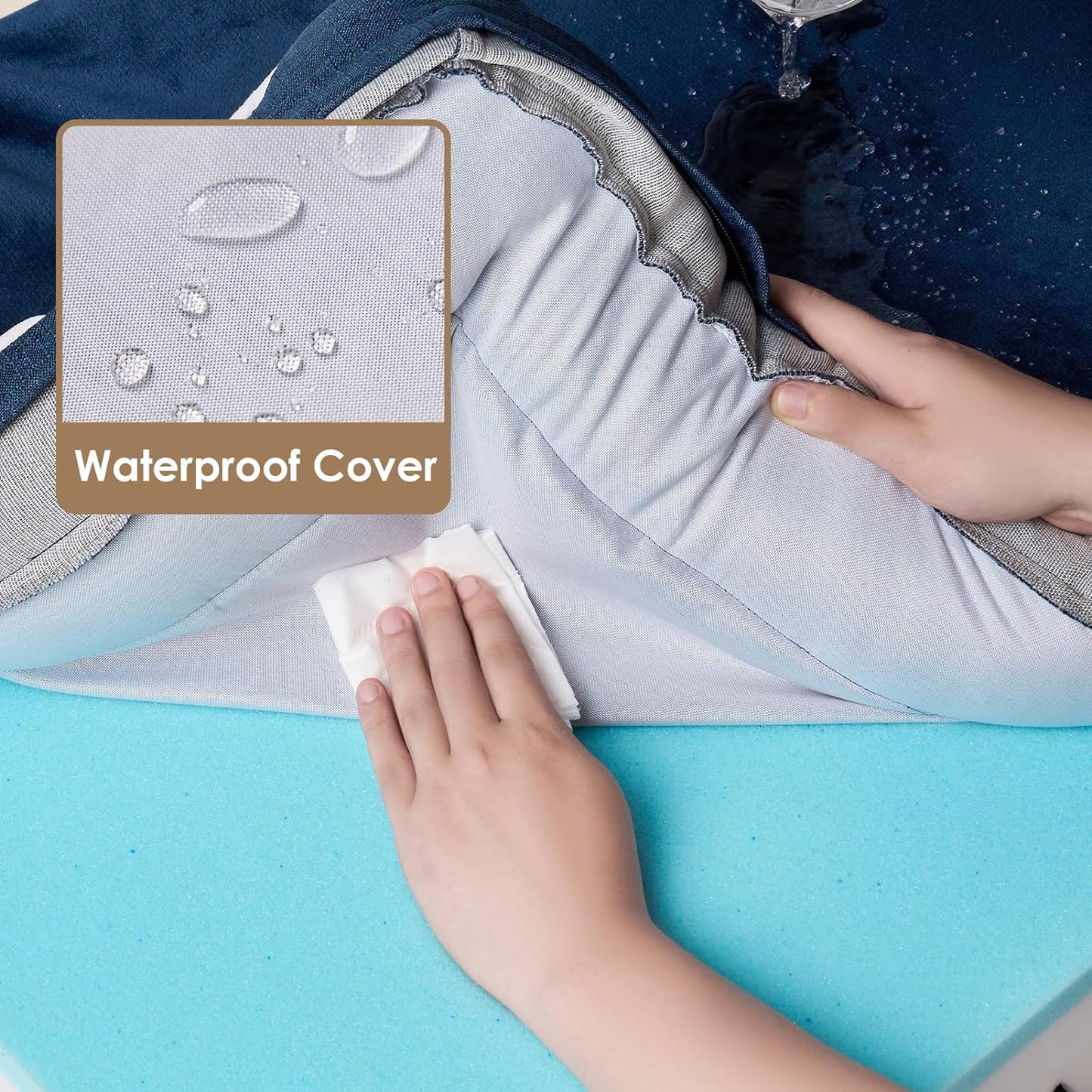 EHEYCIGA Orthopedic Dog Beds for Large Dogs, Waterproof Memory Foam Large Pet Bed with Sides, Non-Slip Bottom and Egg-Crate Foam Dog Couch Bed with Washable Removable Cover, Navy