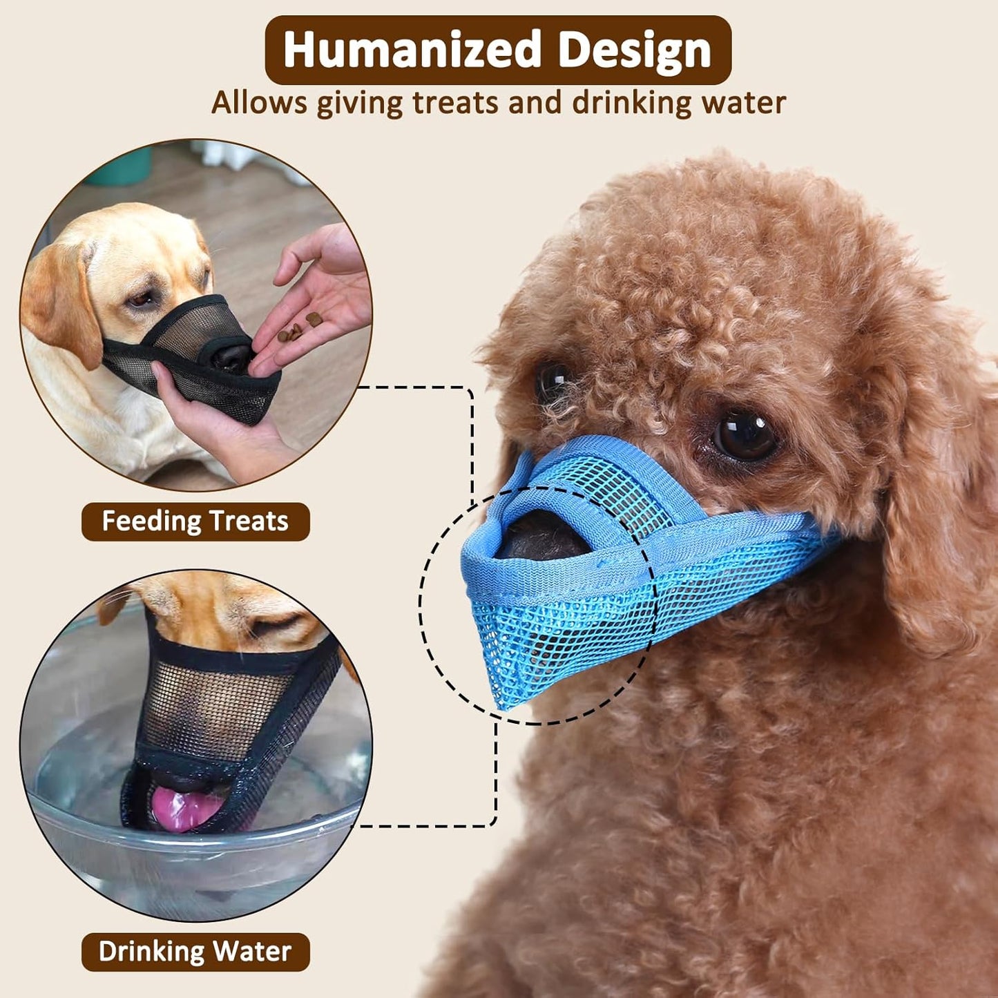 Crazy Felix Nylon Dog Muzzle for Small Medium Large Dogs Poodle Labrador Golden Retriever Doberman, Air Mesh Breathable and Drinkable Pet Mouth Guard for Anti-Biting Chewing Scavenging(XL, Blue)