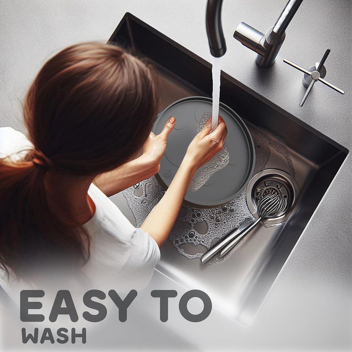 Dog Food Mat Round 10" - Raised Edges Dogs Mat for Food and Water Prevent Spill, Waterproof Cat Food Mats Protect Floors, Easy Clean Dog Bowl Mats for Food and Water, Silicone Pet Feeding Placemats