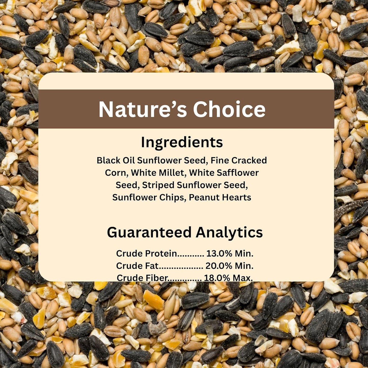 Blue Seal Nature's Choice Wild Bird Seed | High Energy Blend, Sunflower and White Safflower Seeds, No Filler | 20 Pound Bag