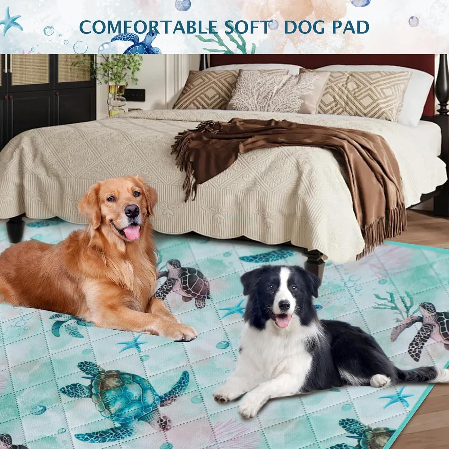 IEUUMLER Washable Pee Pads for Dogs, 1 Pack Reusable Waterproof Puppy Pads, Non-Slip Super Absorbent Dog Training Pad for Playpen Crate Bed EU012