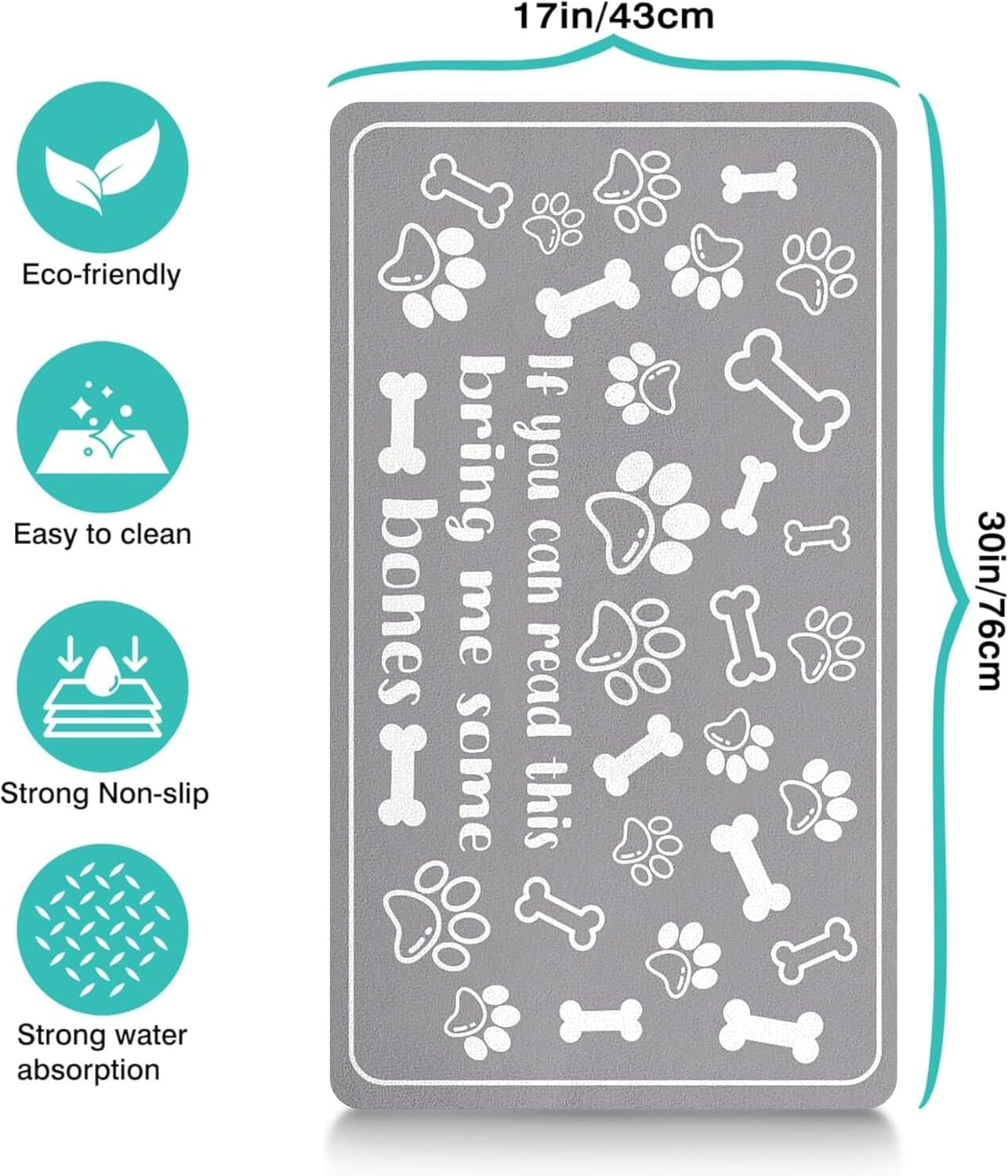 Pet Feeding Mat for Floors Waterproof Dog Mat for Food and Water Absorbent Quick Dry Non Slip mat for Cat Bowls