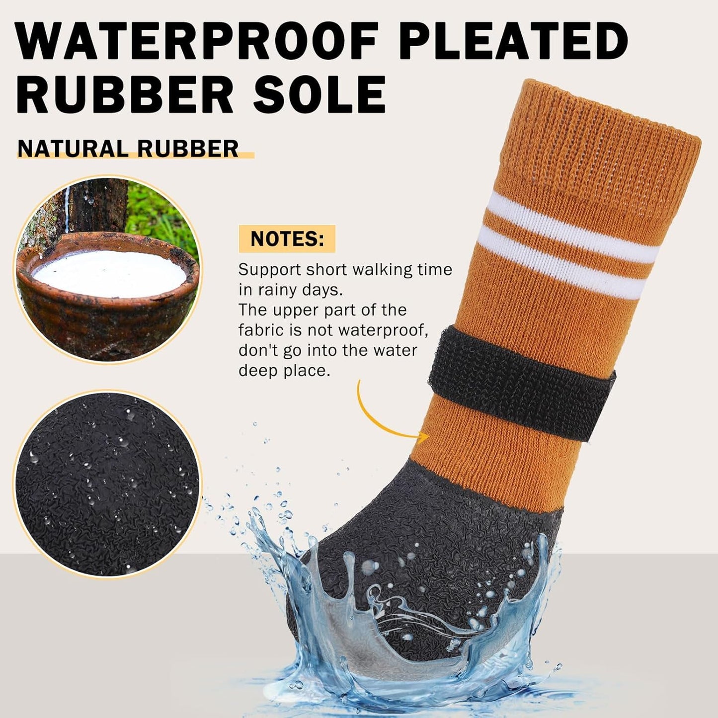 SCENEREAL Anti Slip Dog Boots & Paw Protectors for Hardwood Floor, Extended Dog Socks to Prevent Licking Paws, Waterproof Pet Snow Rain Shoe for Winter Large Senior Dogs, Khaki L