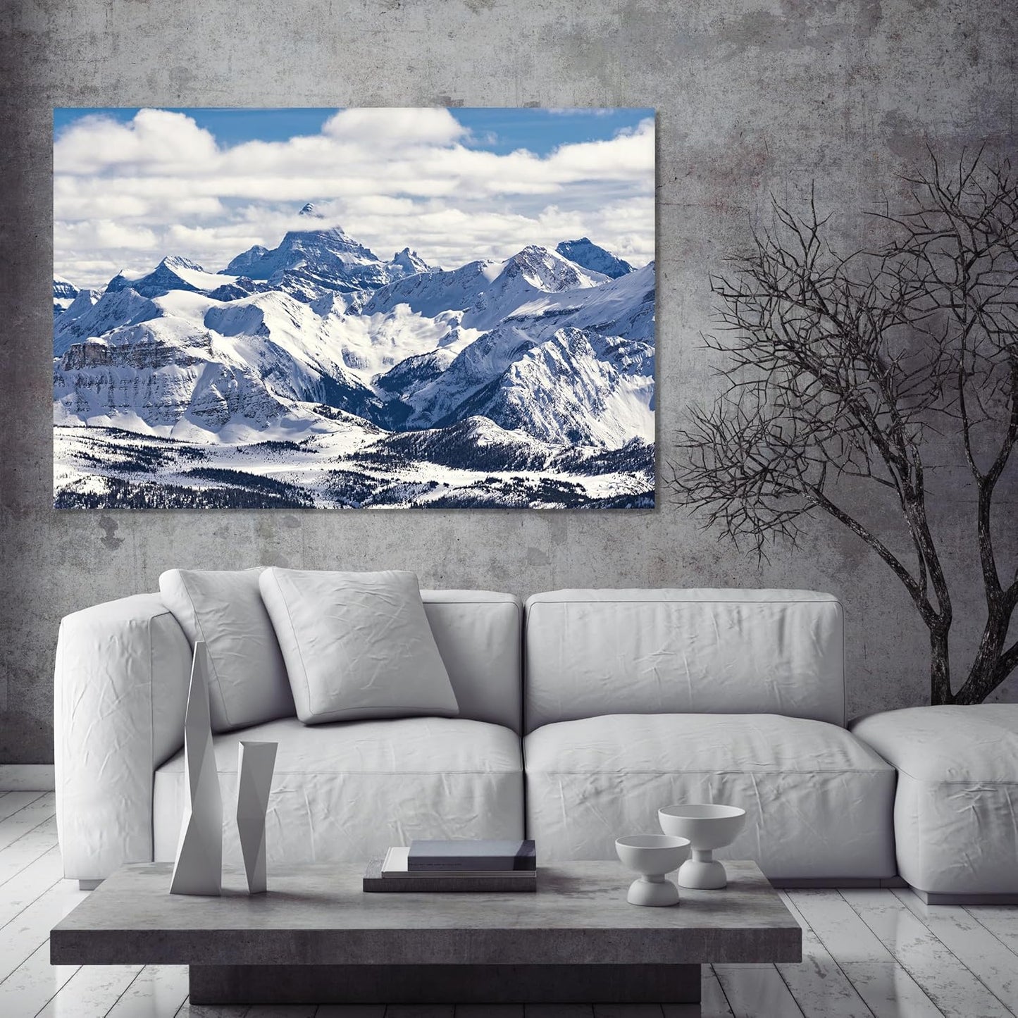 Nature Wall Art Prints - Ocean Forest Mountain Lake Canvas Landscapes - Small to Extra Large Living Room Bedroom Kitchen Bathroom Décor (Snowy Mountains Landscape, 35L" x 53W")