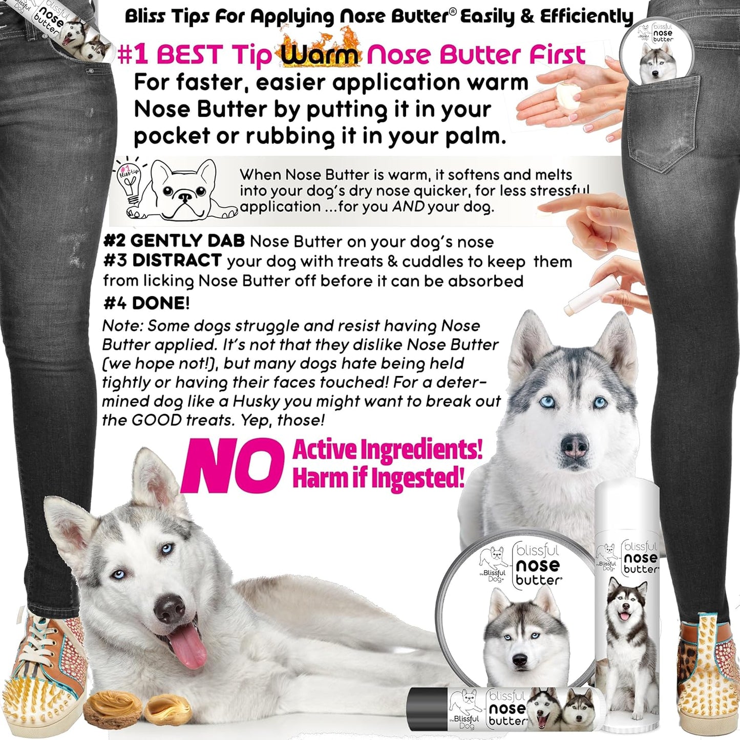 The Blissful Dog Husky Unscented Nose Butter - Dog Nose Butter, 4 Ounce