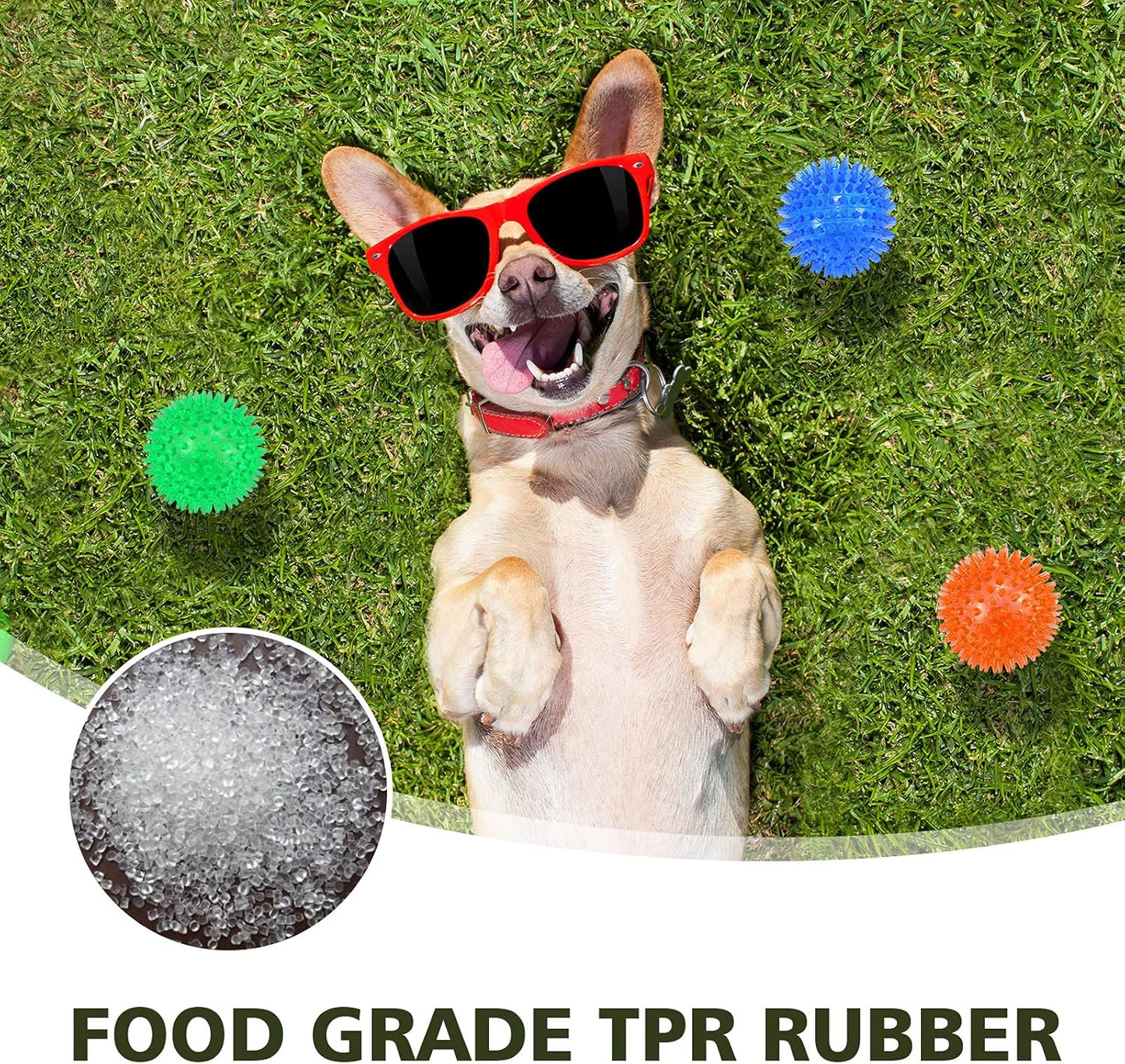 petizer Dog Toy Balls, 3-Pack Squeaky, Floating, Spiky, Interactive Fetch, Chew for Small Medium and Large Dogs, Waterproof, 2.5/3.5in