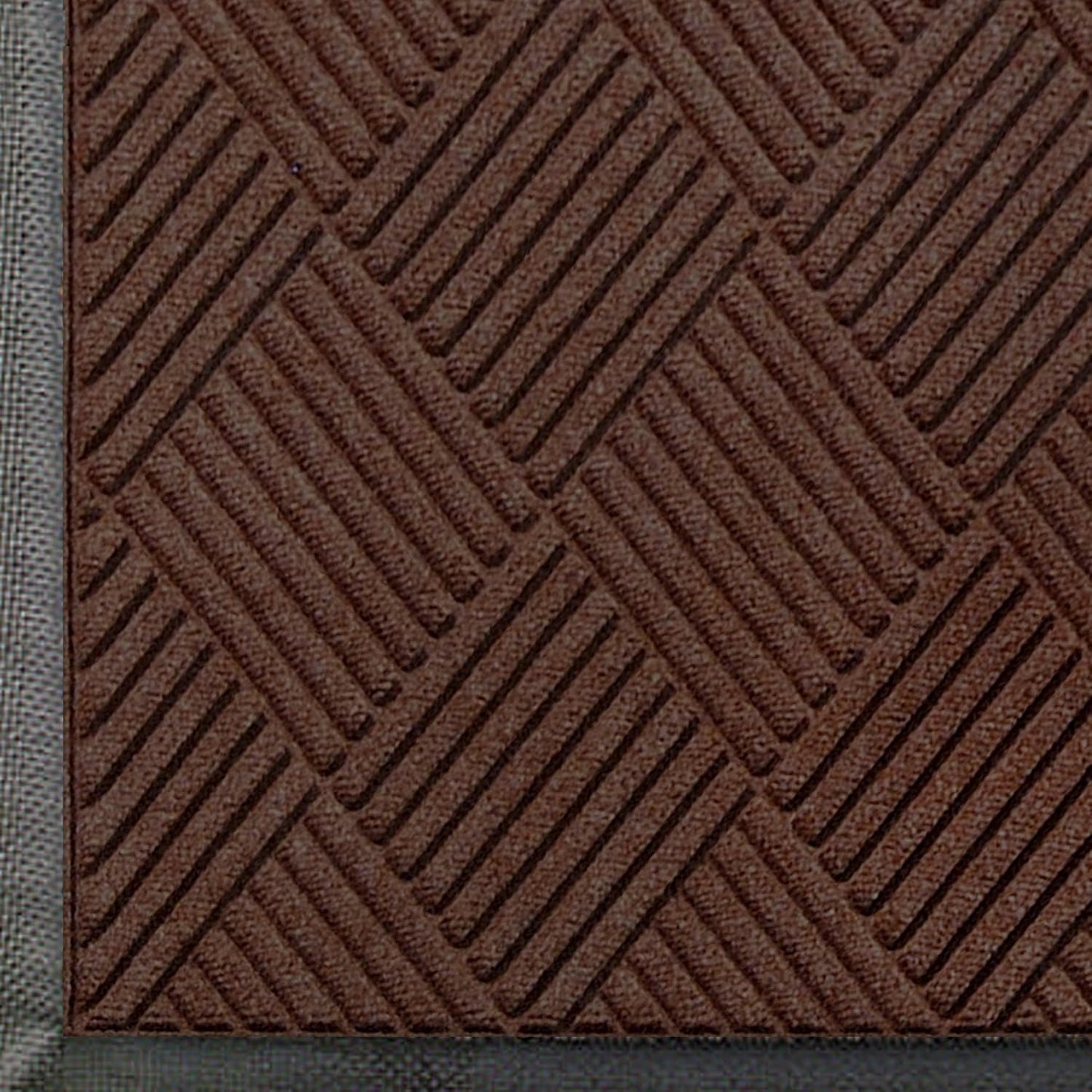WaterHog Diamond | Commercial-Grade Entrance Mat with Rubber Border – Indoor/Outdoor, Quick Drying, Stain Resistant Door Mat (Dark Brown, 3' x 6')