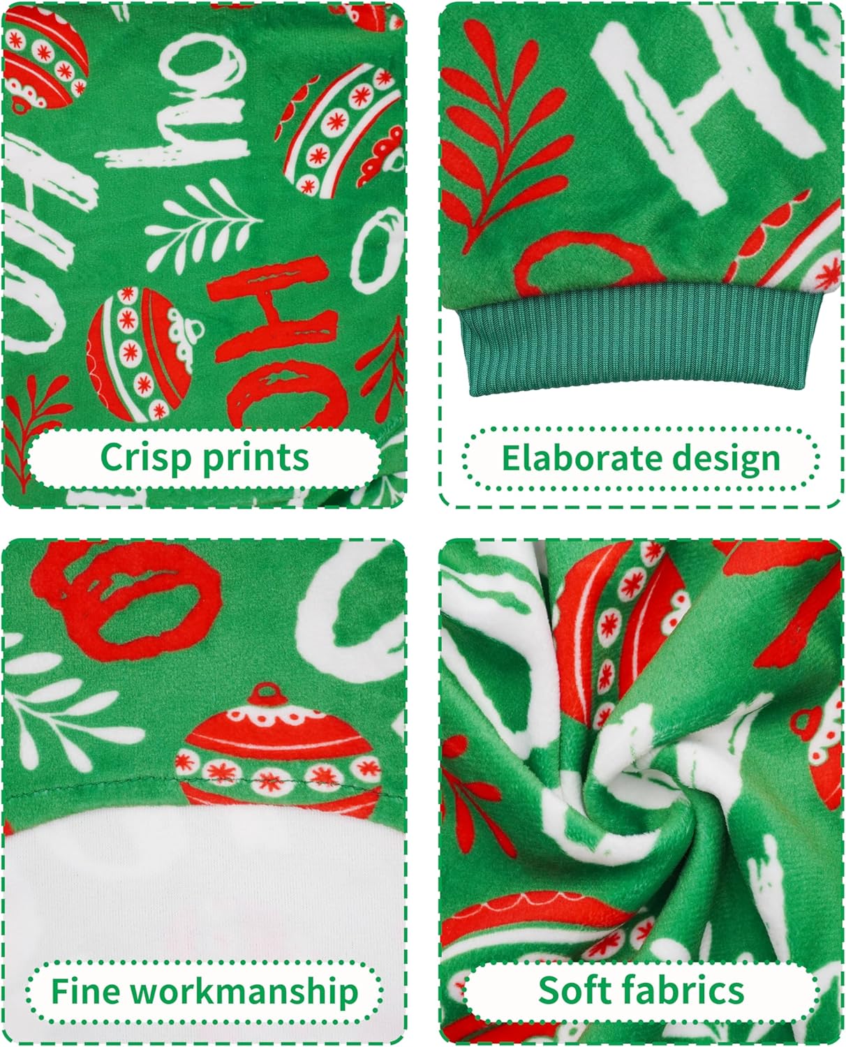 PET SHOW 4 Pack Small Dog Christmas Pajamas Holiday Dog Clothes Doggies Soft Stretchy PJs Xmas Jumpsuit Puppy Cats Girl Boy Onesies Red Green Outfits with Sleeve Pets Dachshund Costume XS